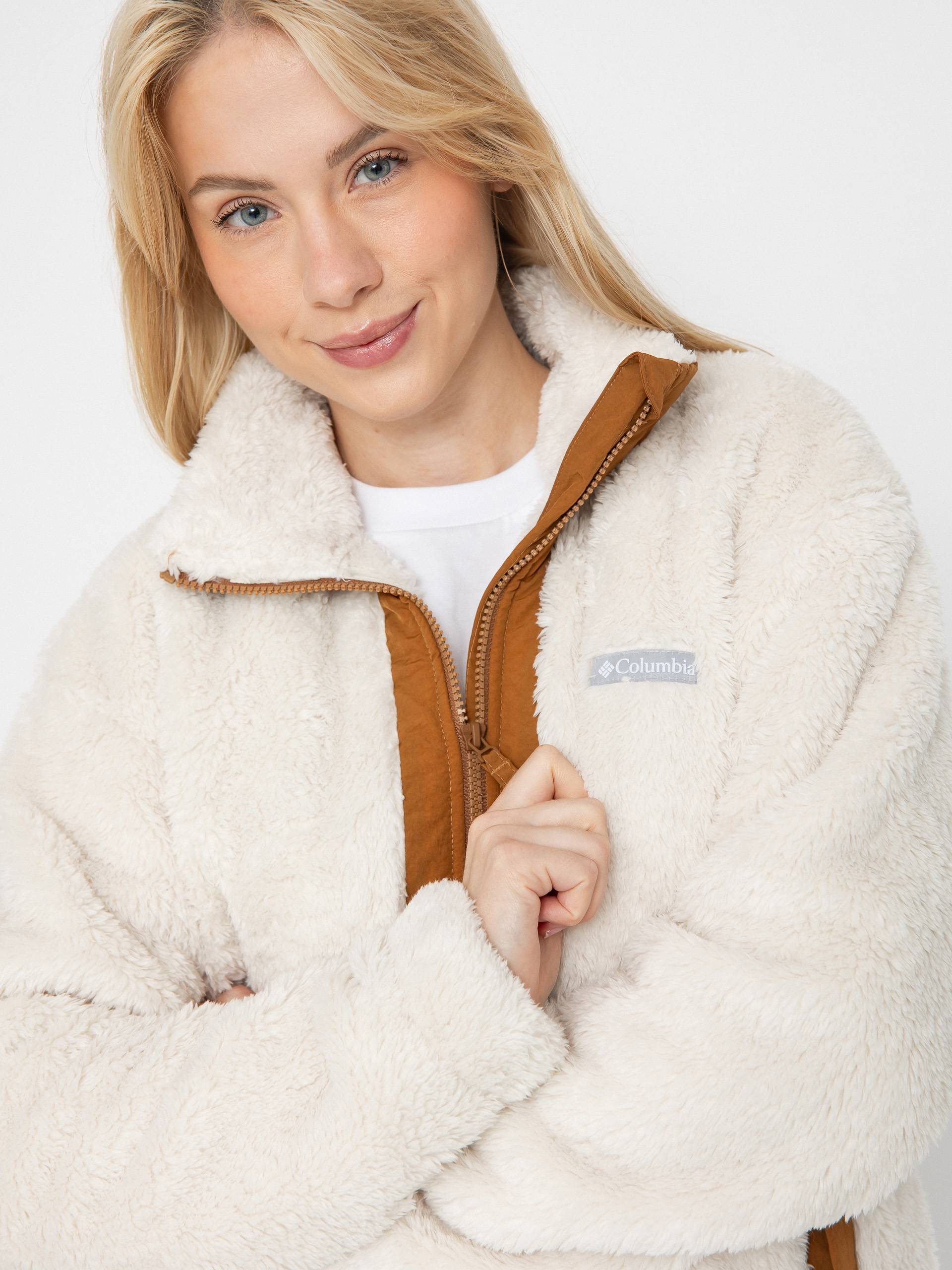 Pentru femei Hanorac din fleece Columbia Boundless Discovery Sherpa Full Zip II (chalk/camel brown)