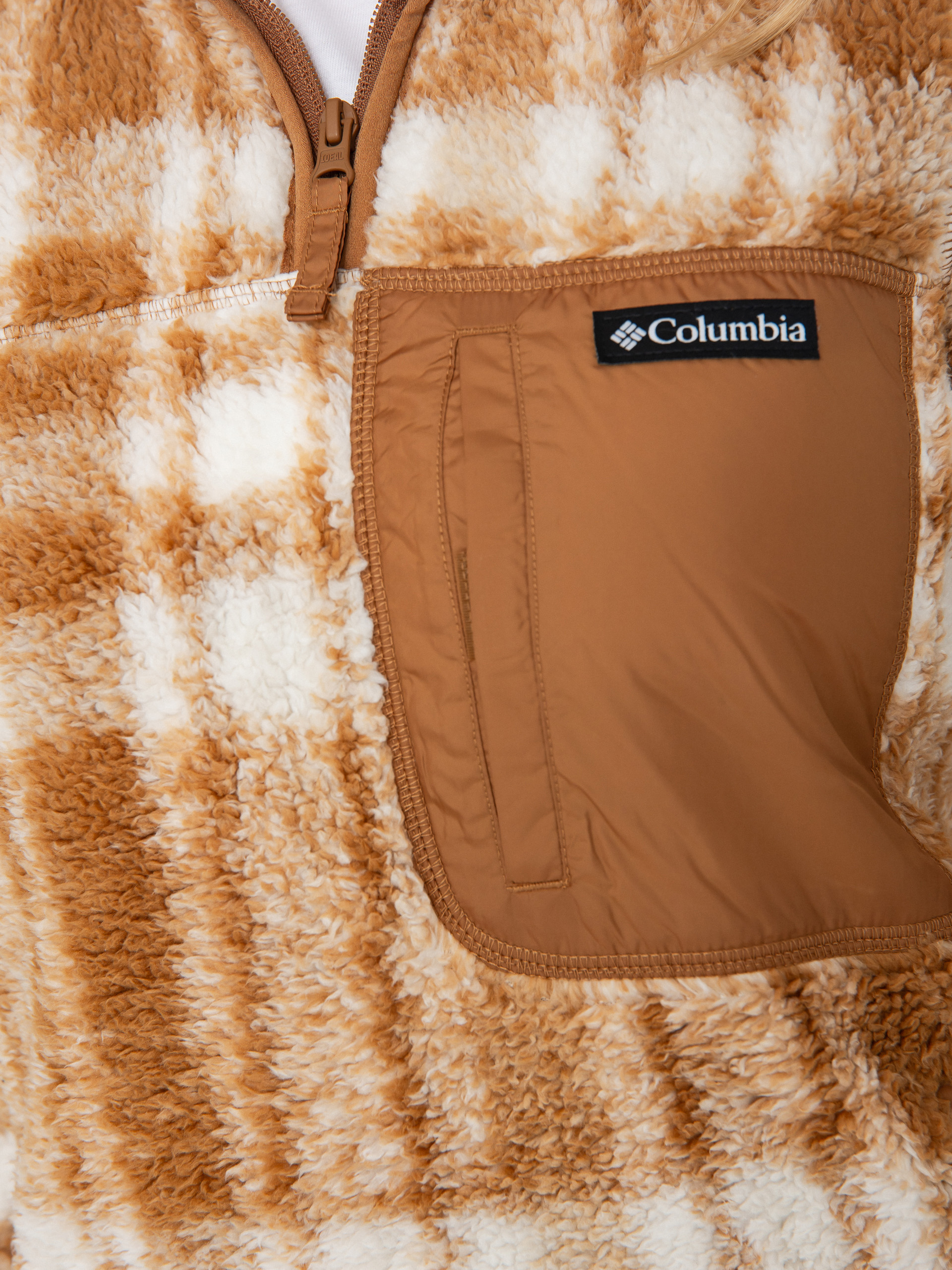 Pentru femei Hanorac din fleece Columbia West Bend 1/4 Zip II (camel brown herringplaid)