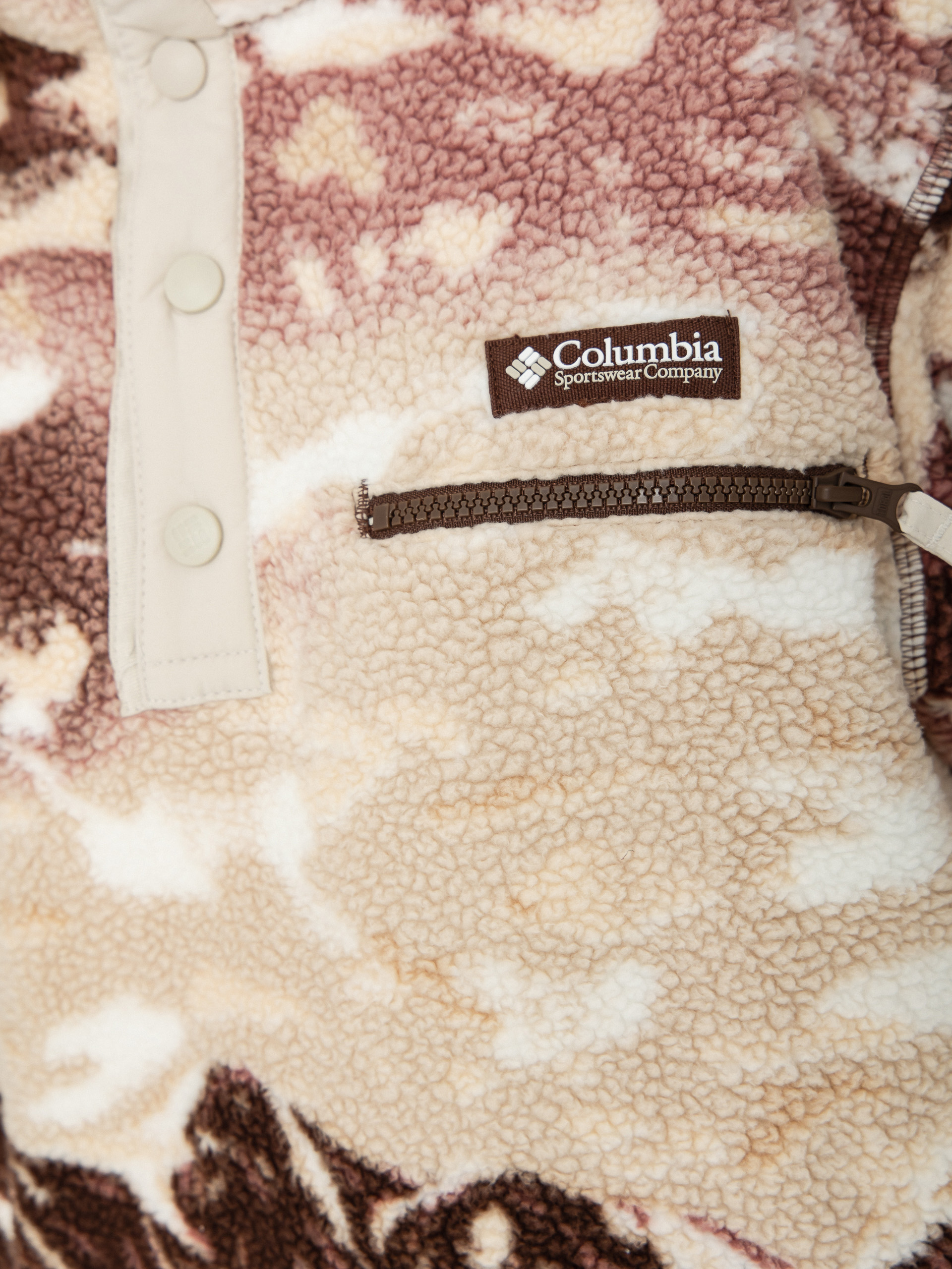 Pentru femei Hanorac din fleece Columbia Helvetia II Printed Cropped Half Snap (tobacco sisters/dark stone)