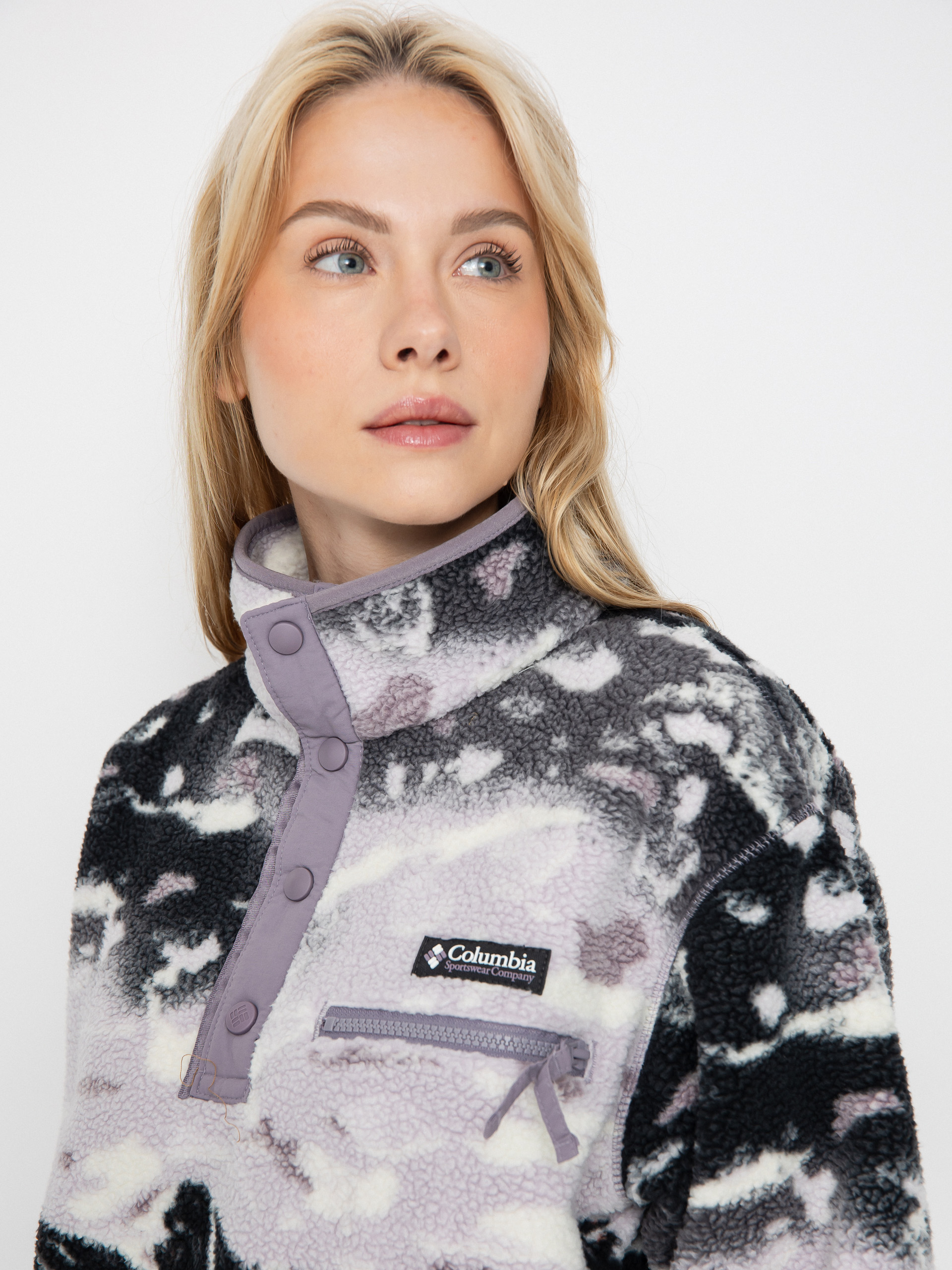 Hanorac din fleece Columbia Helvetia II Printed Cropped Half Snap