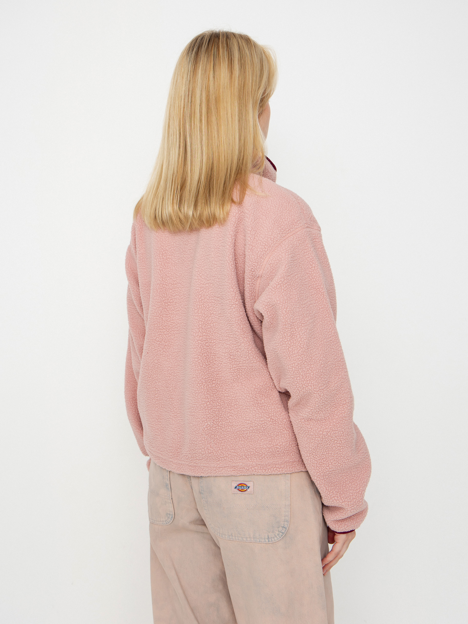 Pentru femei Hanorac din fleece Columbia Helvetia II Cropped Half Snap (eraser pink/fig/rich wine)