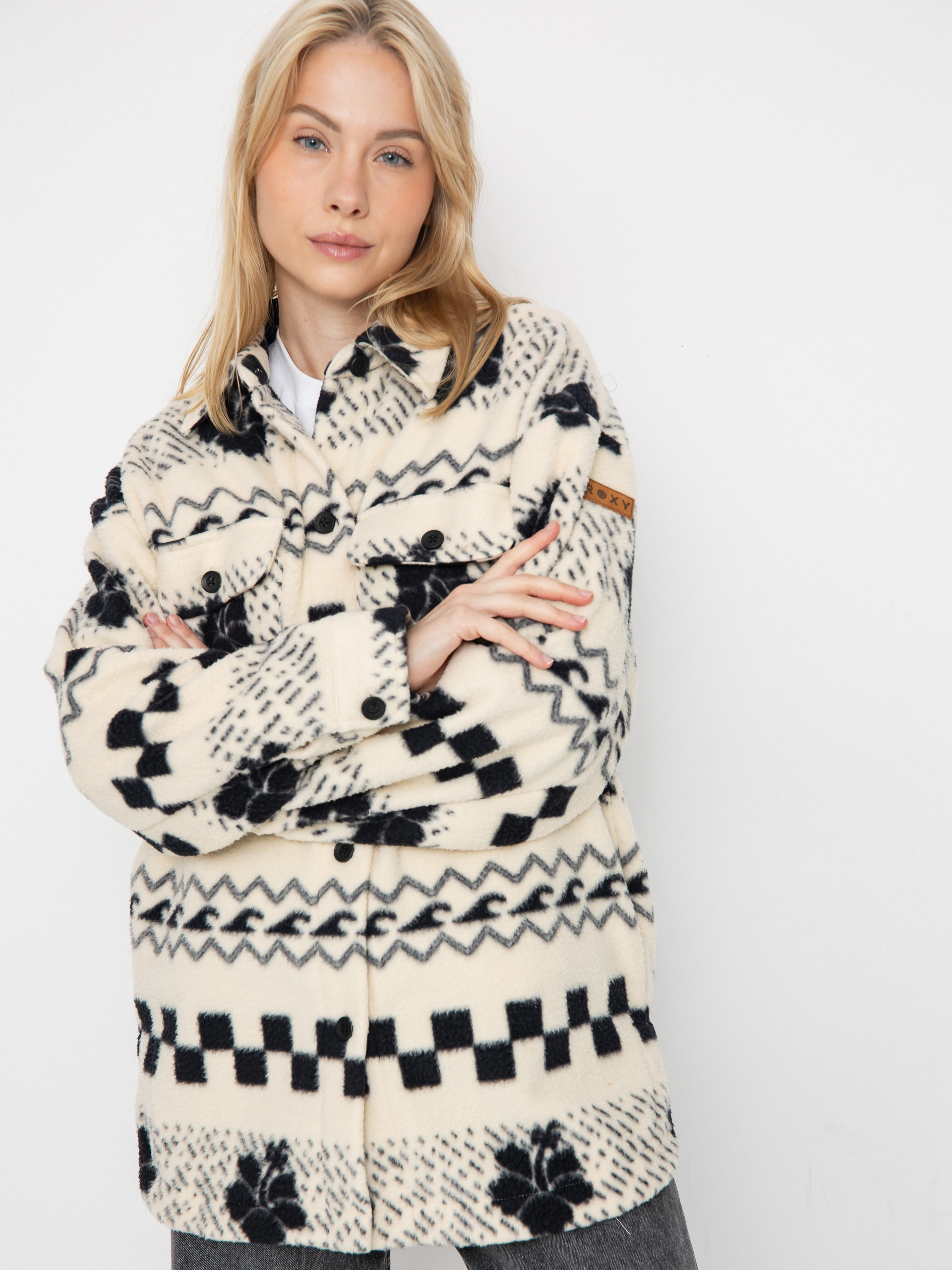 Hanorac din fleece Roxy Morning Crush Shacket Wmn