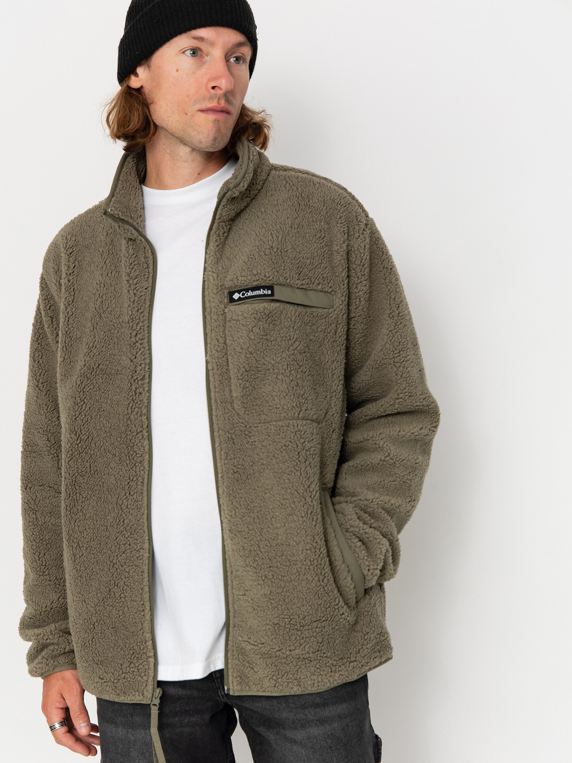 Hanorac din fleece Columbia Rugged Ridge High Pile Full Zip (stone green)