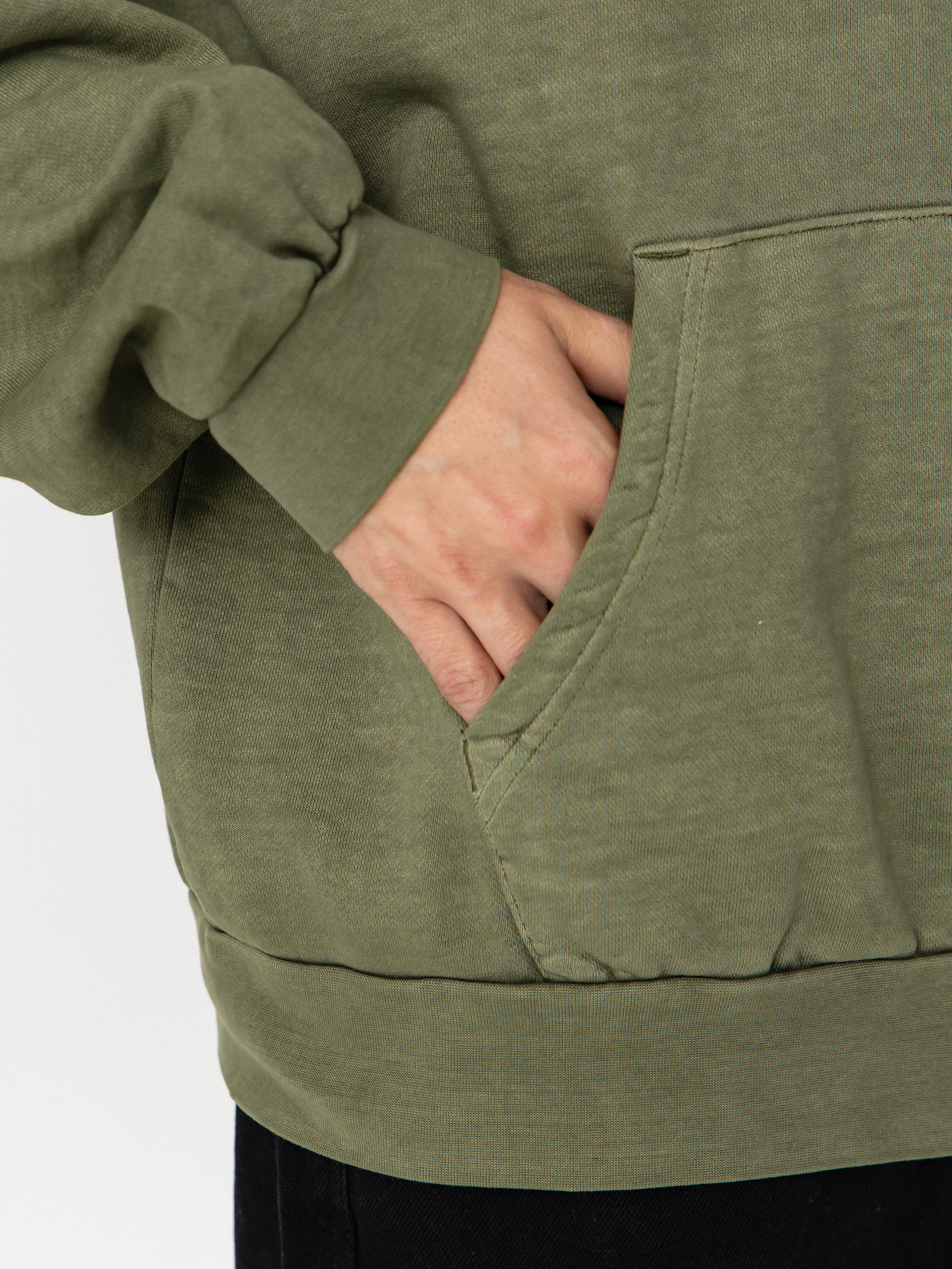 Hanorac cu glugă OBEY Lowercase Pigment HD (pigment deep lichen green)