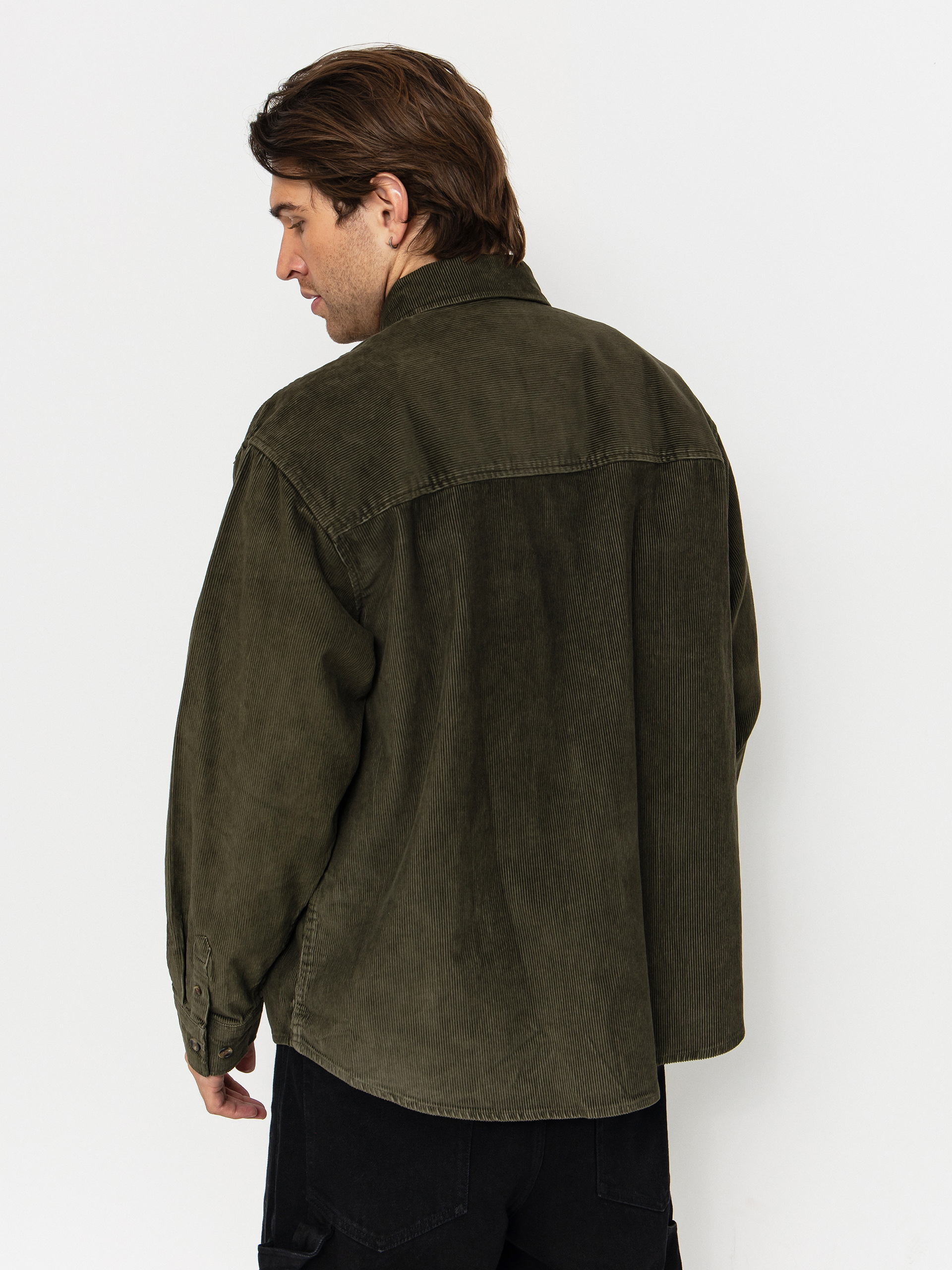 Cămașă OBEY Buckley Corduroy Woven (black olive faded wash)