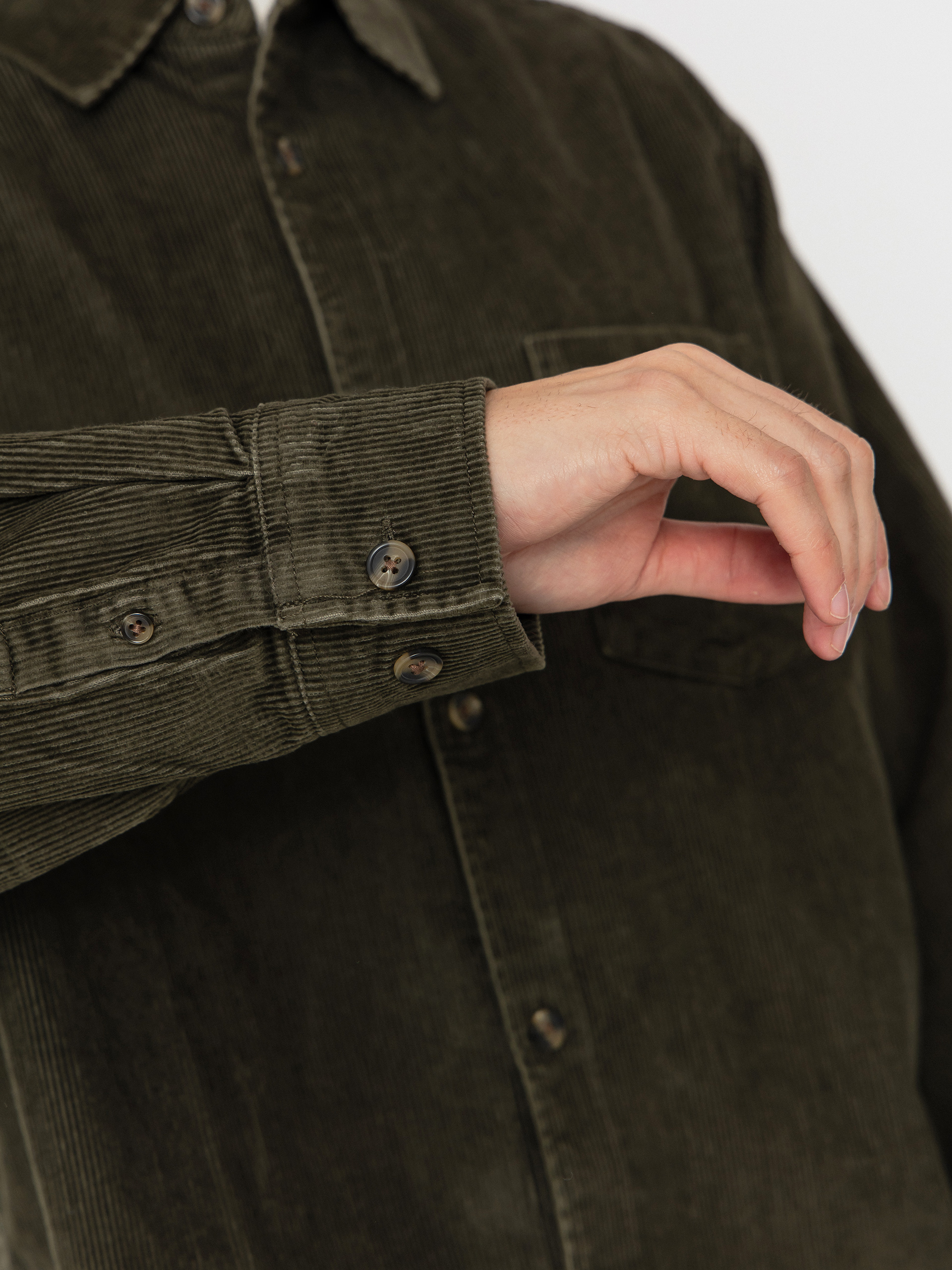 Cămașă OBEY Buckley Corduroy Woven (black olive faded wash)