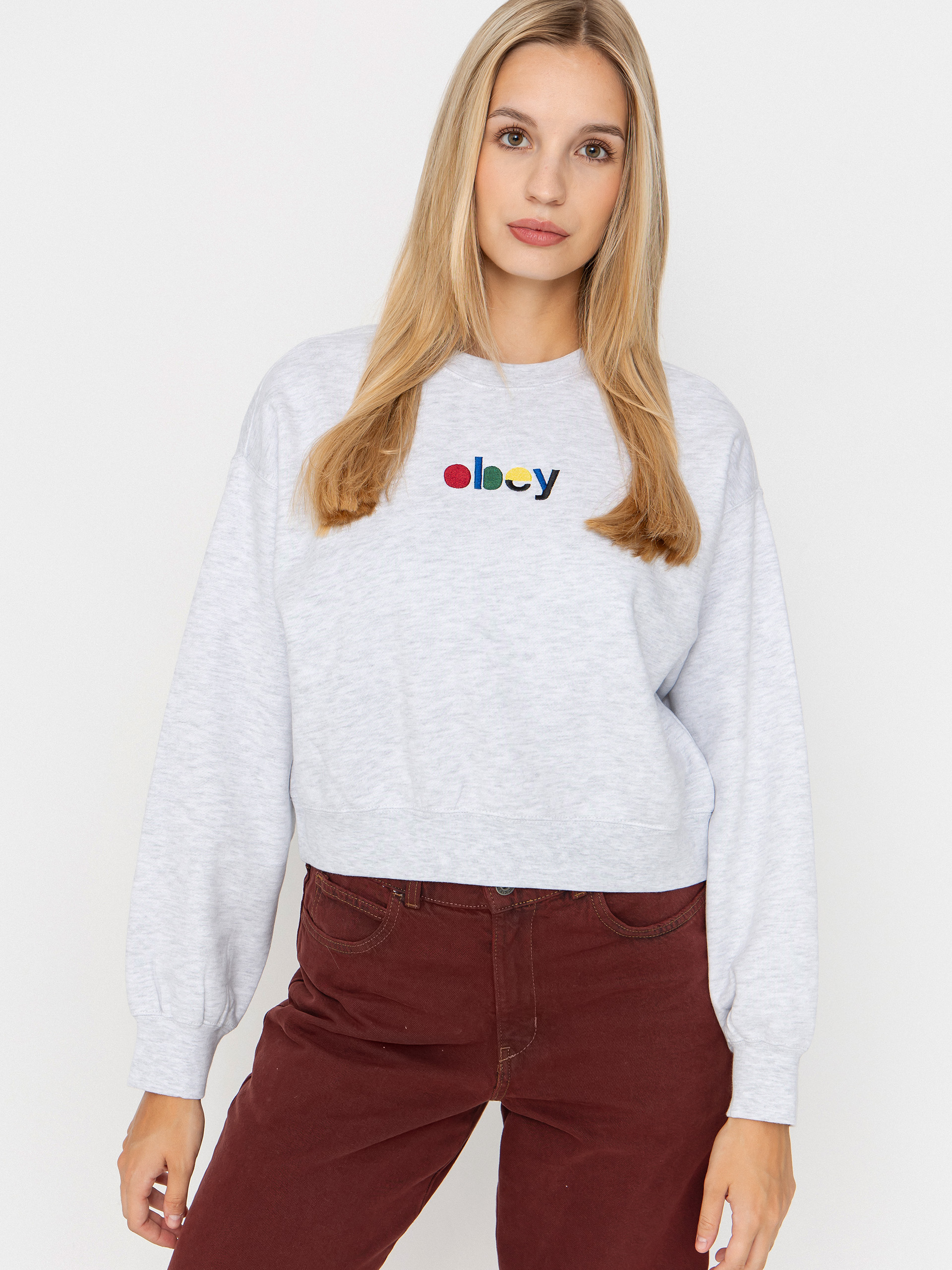 Hanorac OBEY Blocks Cropped Crew Wmn (ash grey)