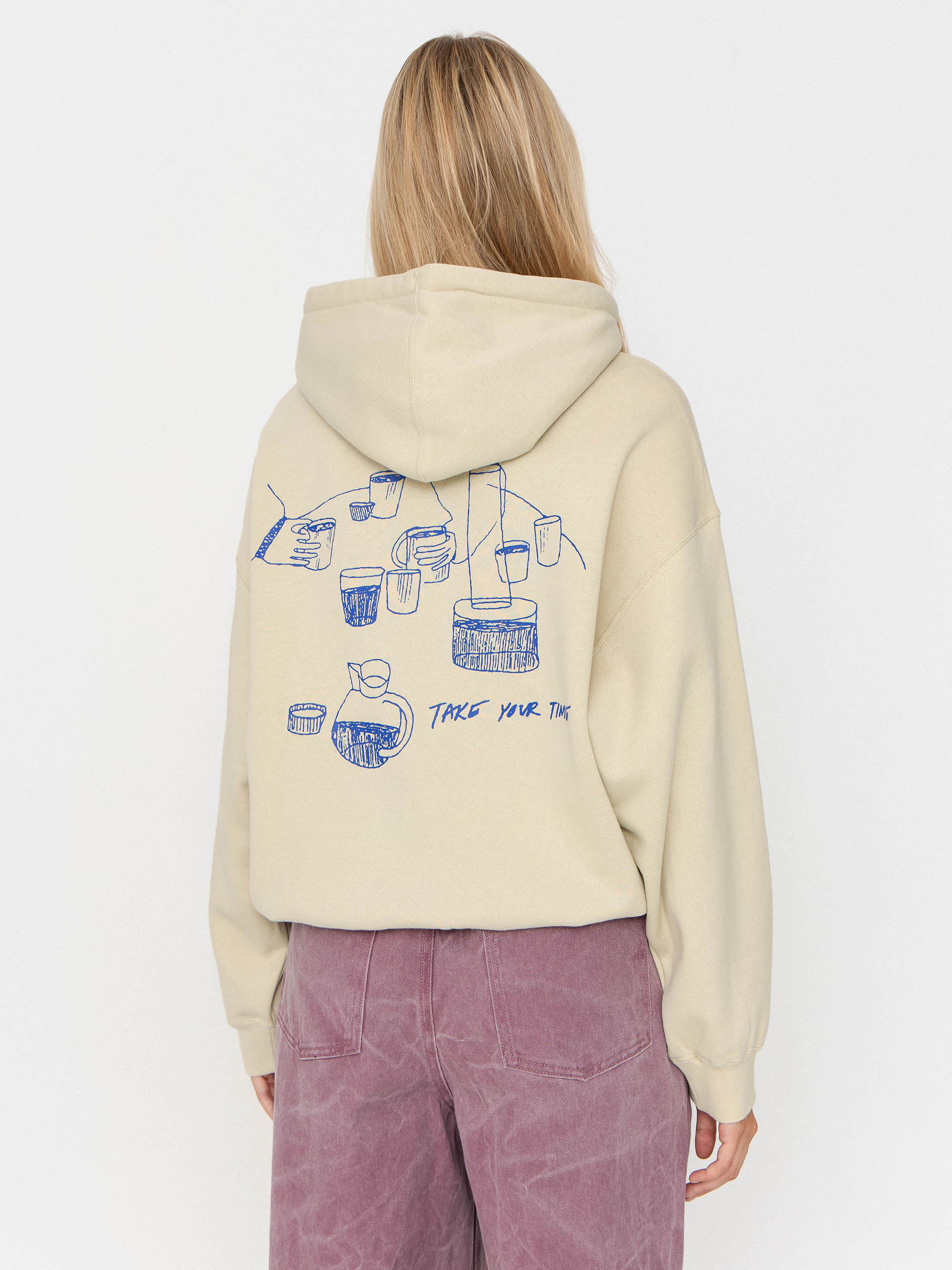 Hanorac cu glugă OBEY Time Baggy Relaxed HD Wmn (sand)