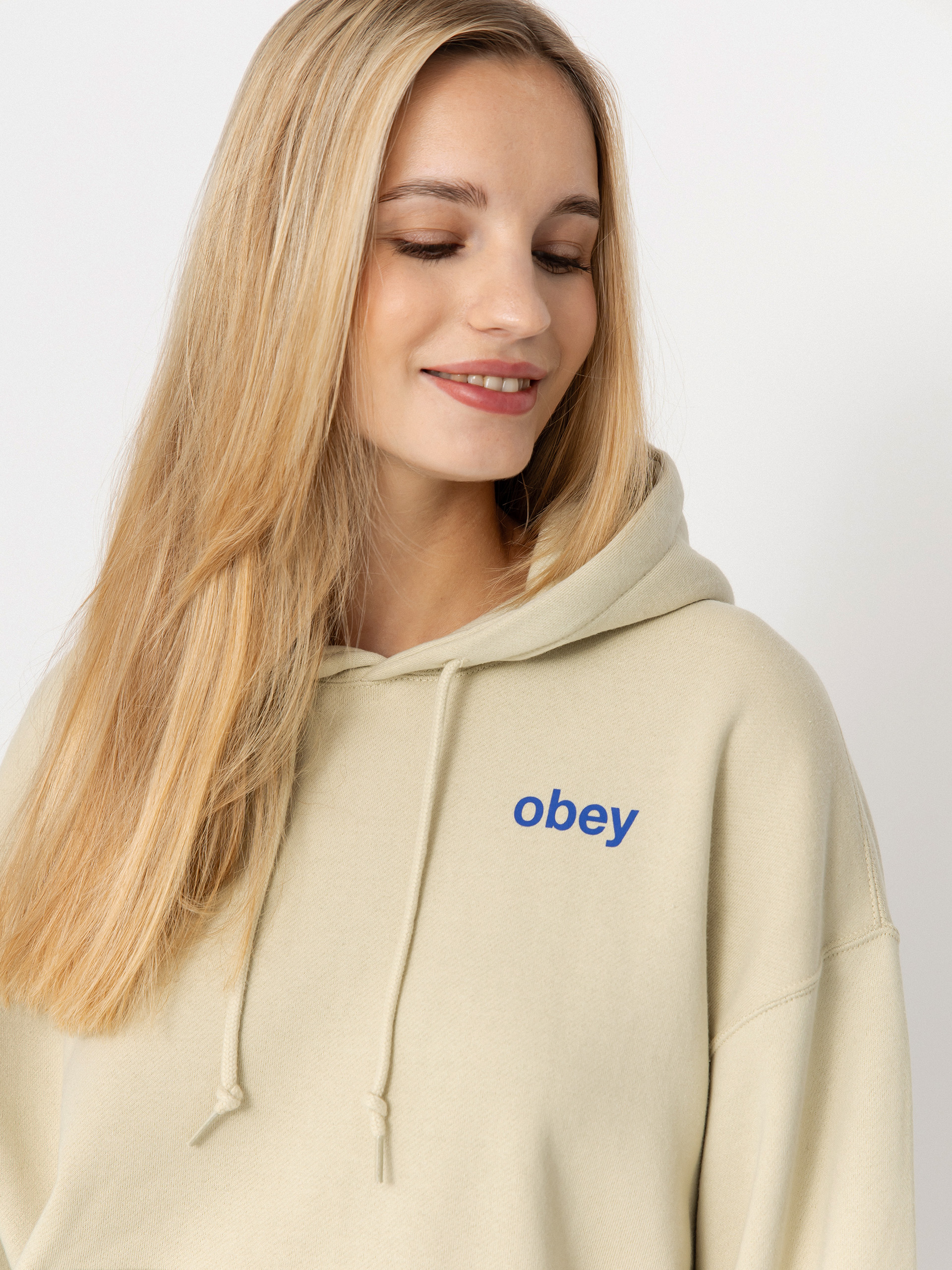 Hanorac cu glugă OBEY Time Baggy Relaxed HD Wmn (sand)