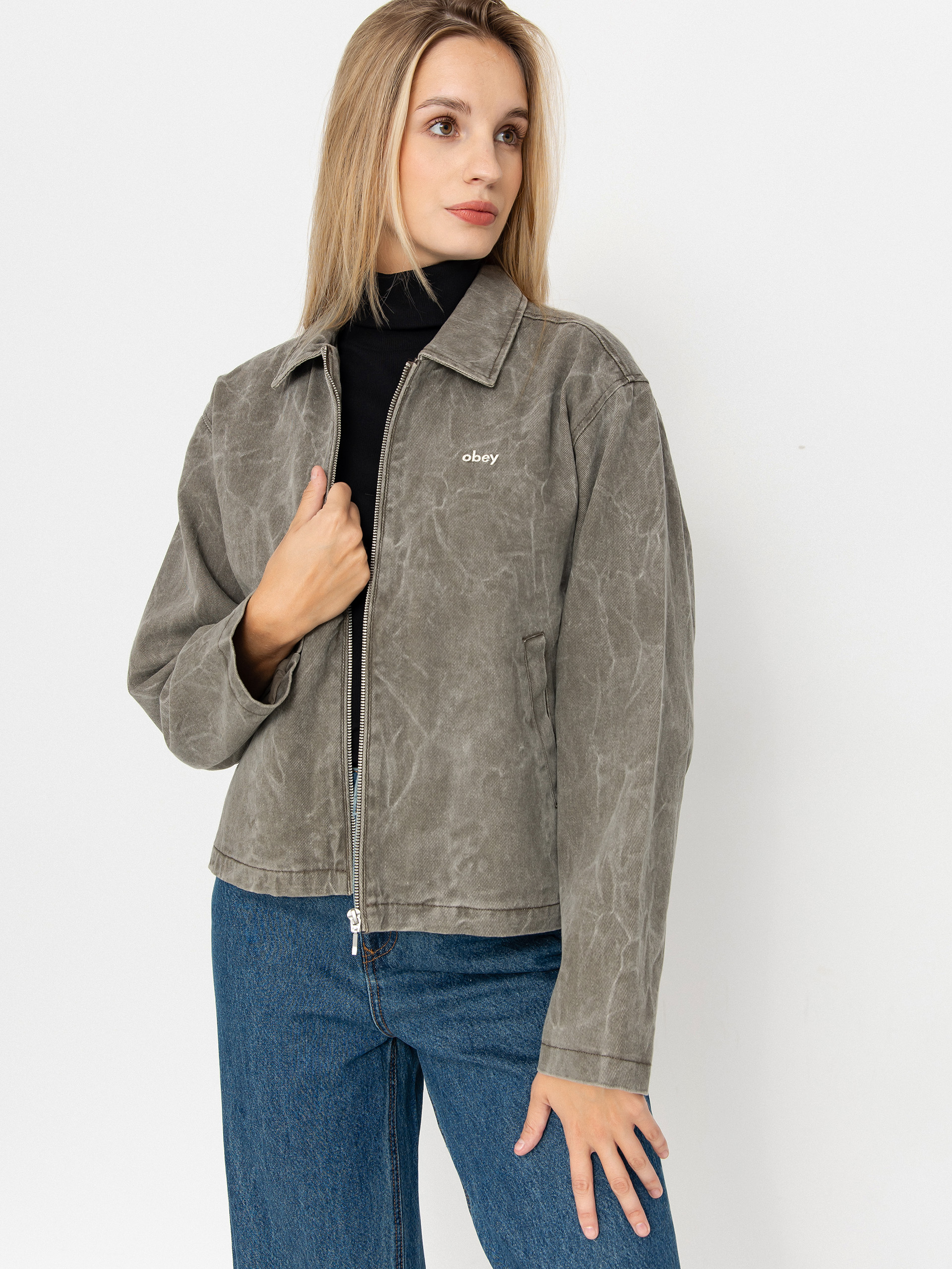 Geacă OBEY Donovan Zip Wmn (major brown wrinkle wash)