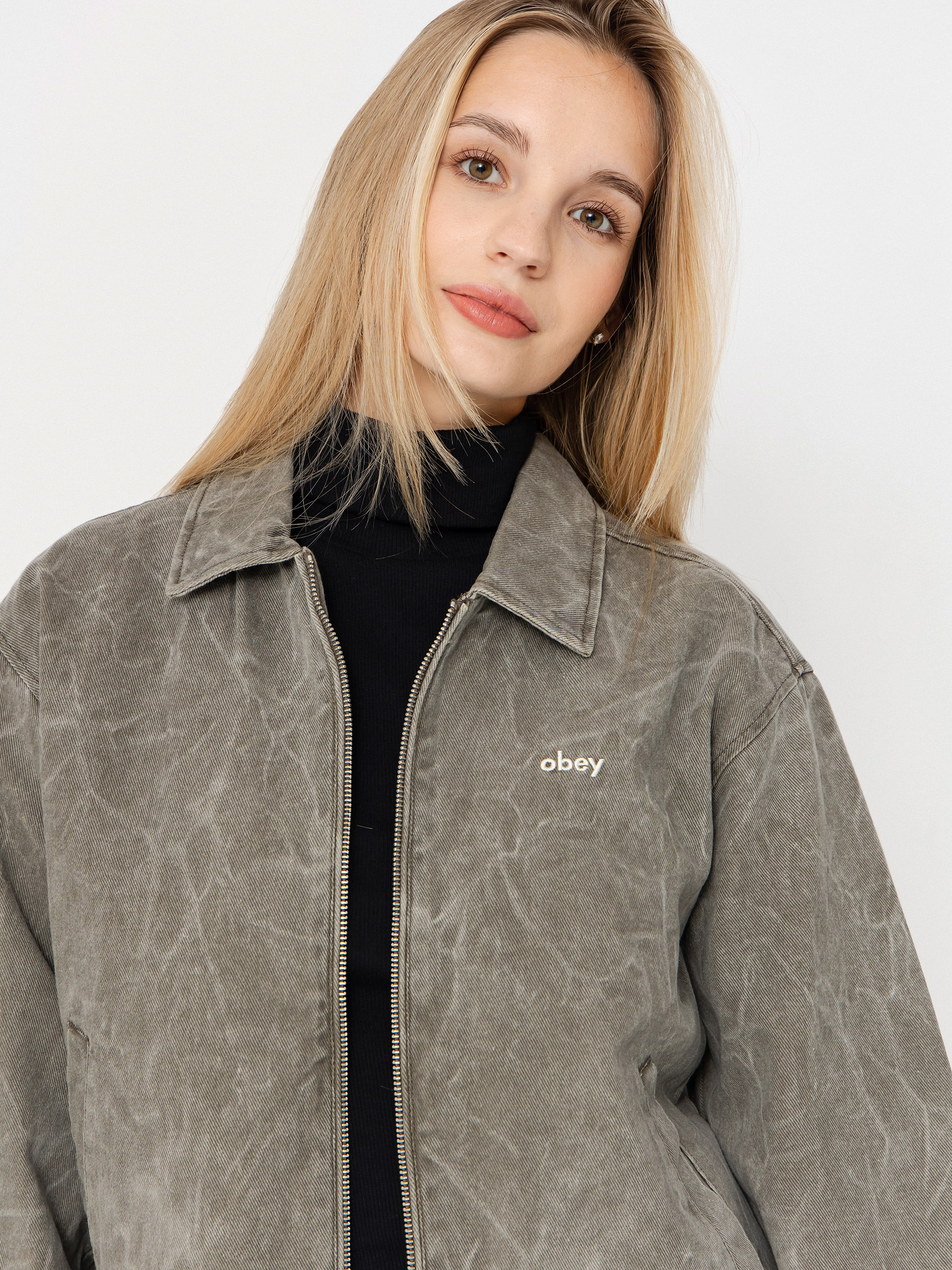 Geacă OBEY Donovan Zip Wmn (major brown wrinkle wash)