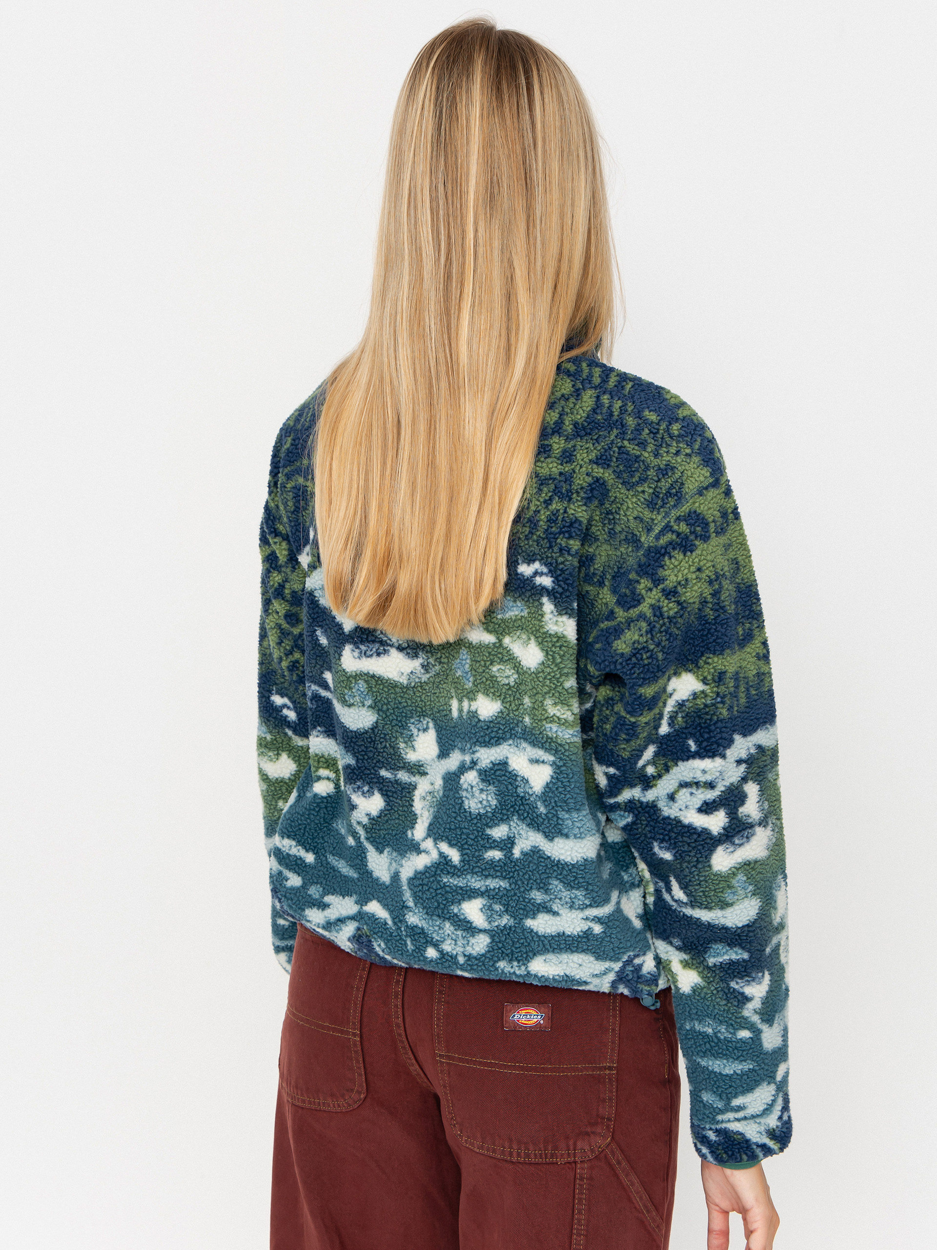 Pentru femei Hanorac din fleece Columbia Helvetia II Printed Cropped Half Snap (everblue sisters/rain forest)