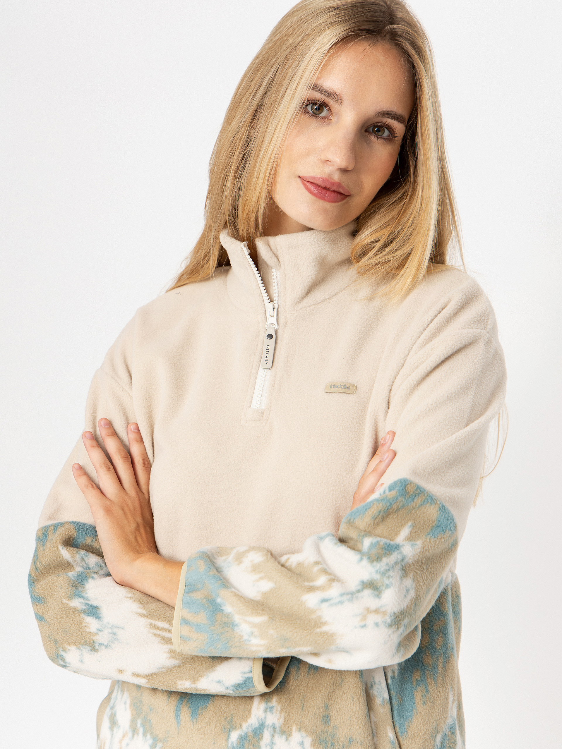 Pentru femei Hanorac din fleece Iriedaily Half Indi Troyer (khaki grey)