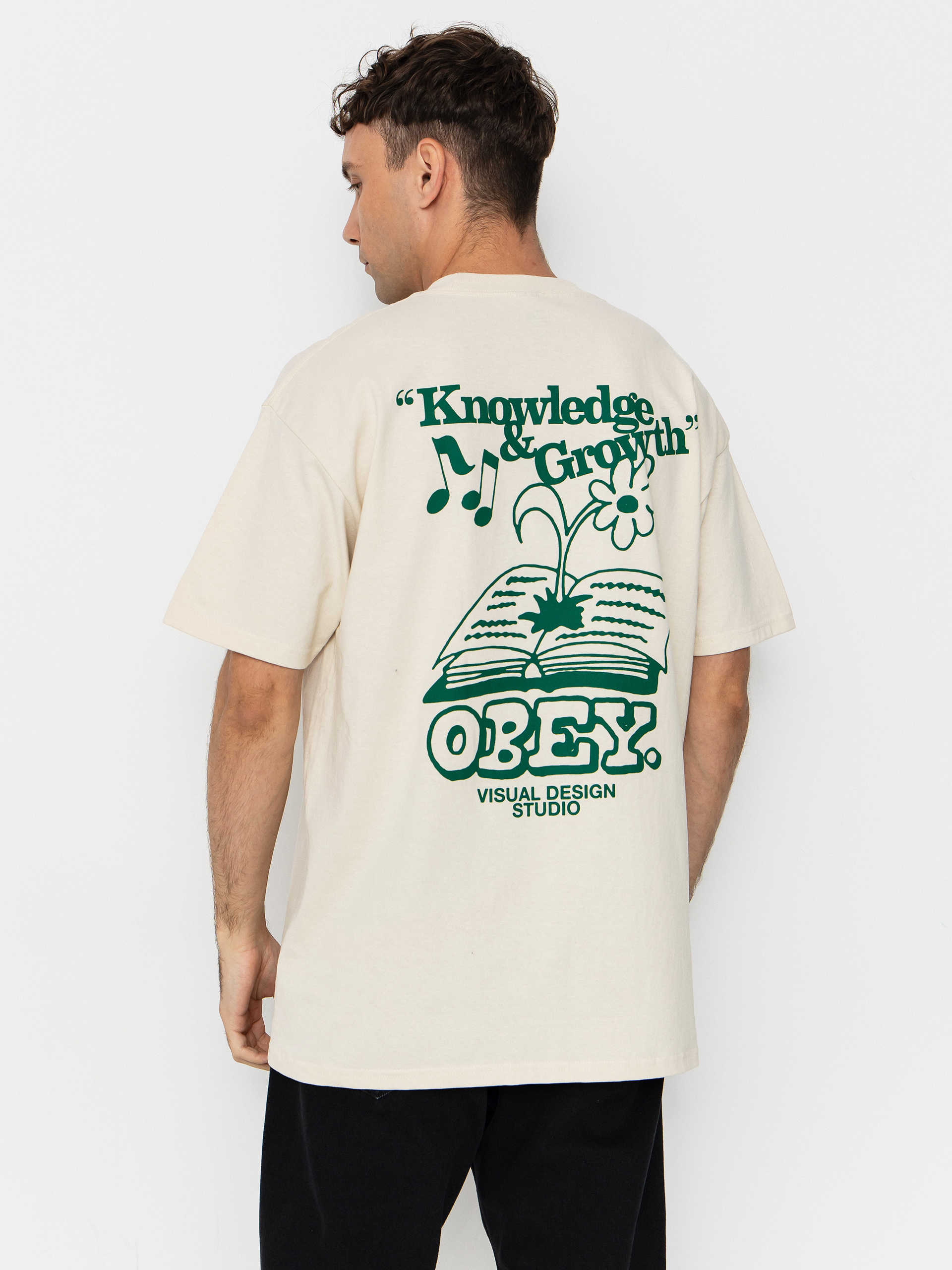 Tricou OBEY Obey Knowledge & Growth (cream)
