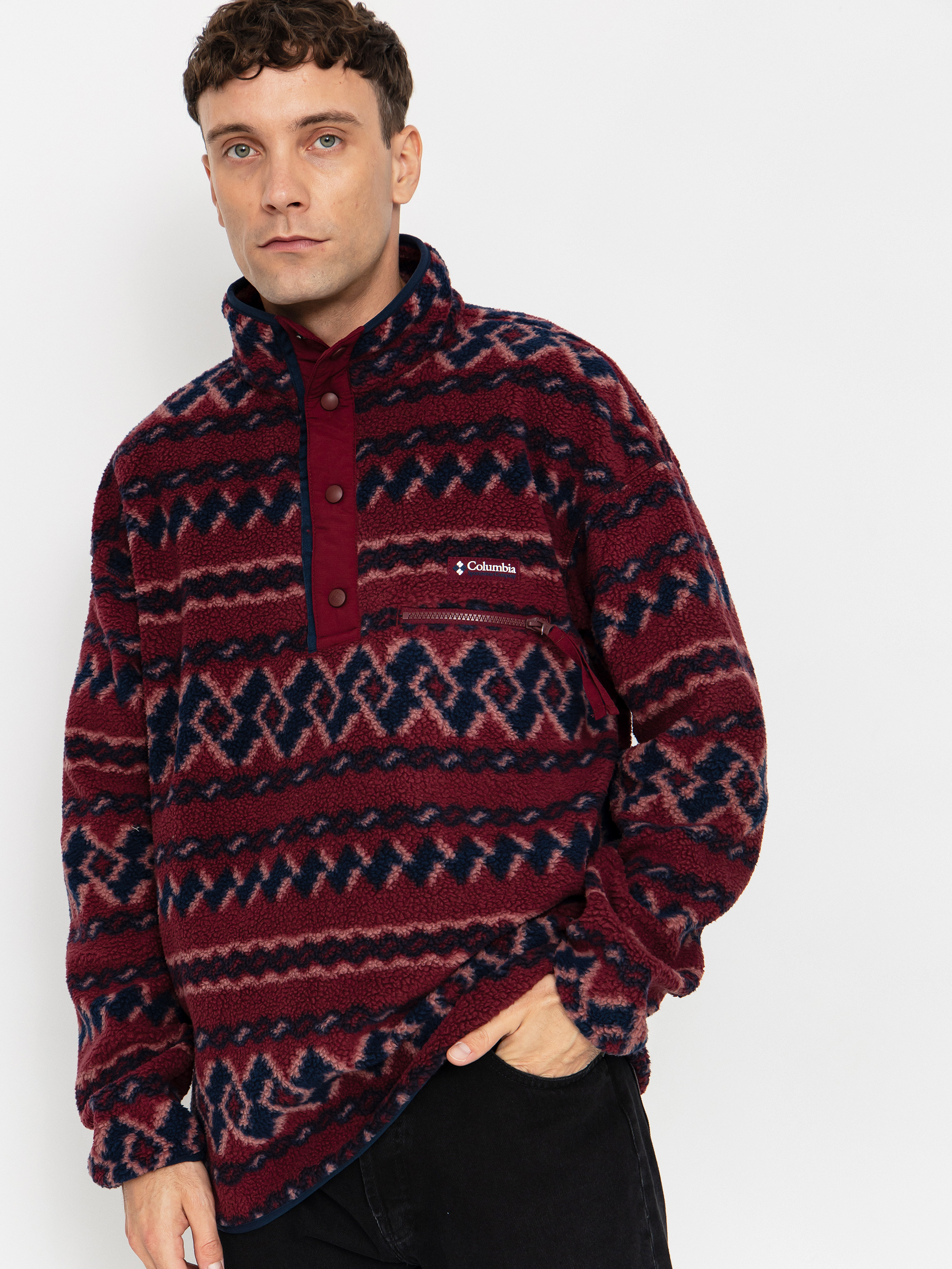 Hanorac din fleece Columbia Helvetia II Printed Half Snap (rich wine knitknot)