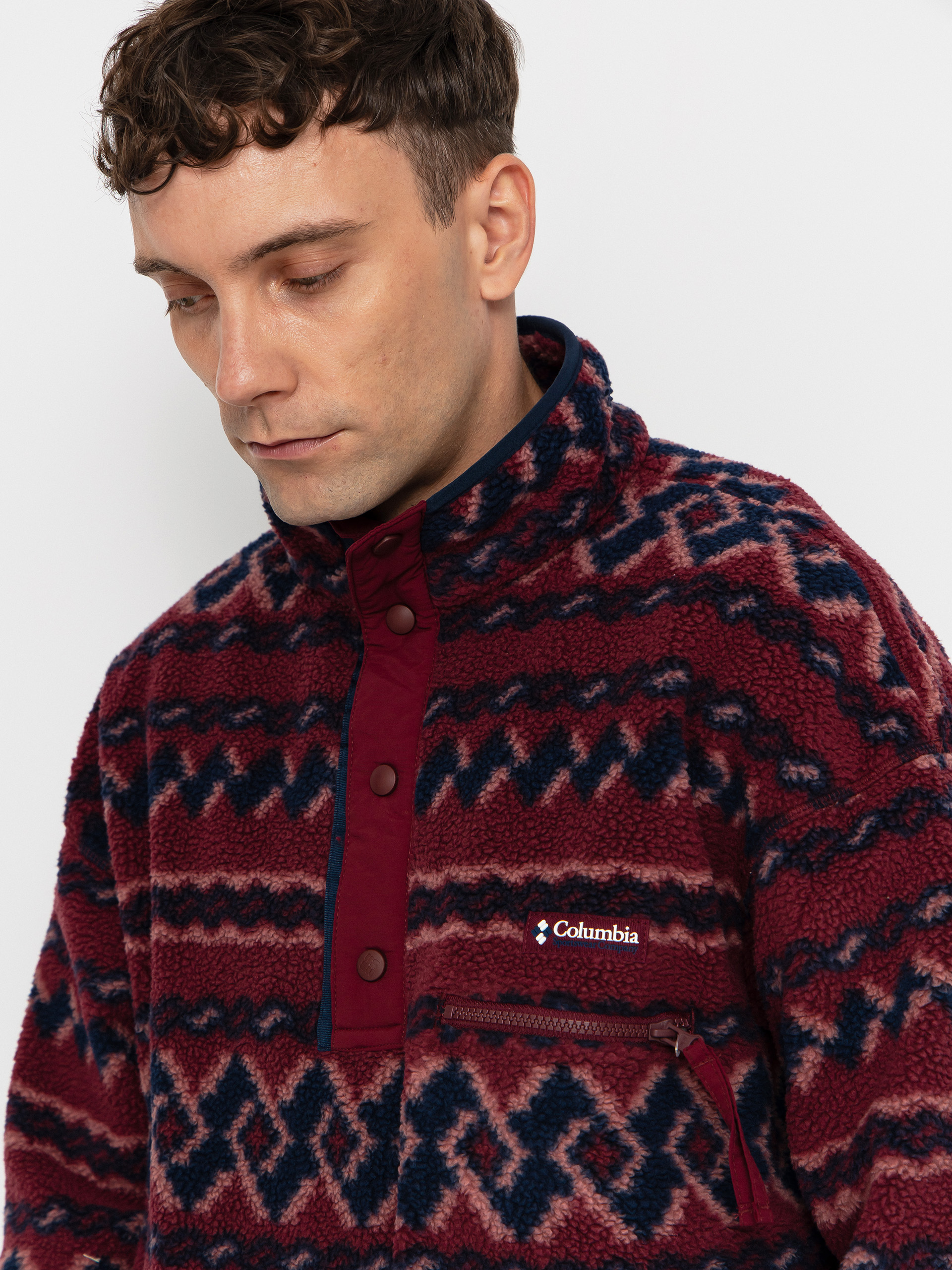 Pentru bărbați Hanorac din fleece Columbia Helvetia II Printed Half Snap (rich wine knitknot)
