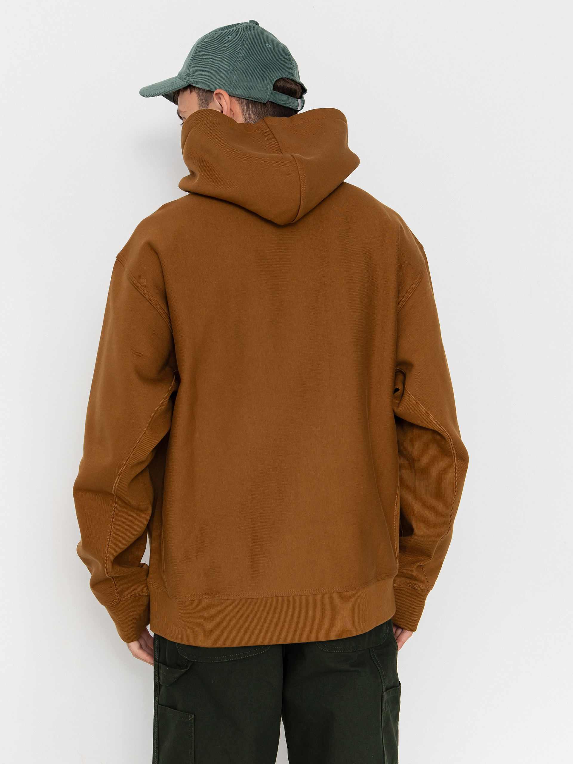 Hanorac cu glugă Carhartt WIP American Script HD (hamilton brown)