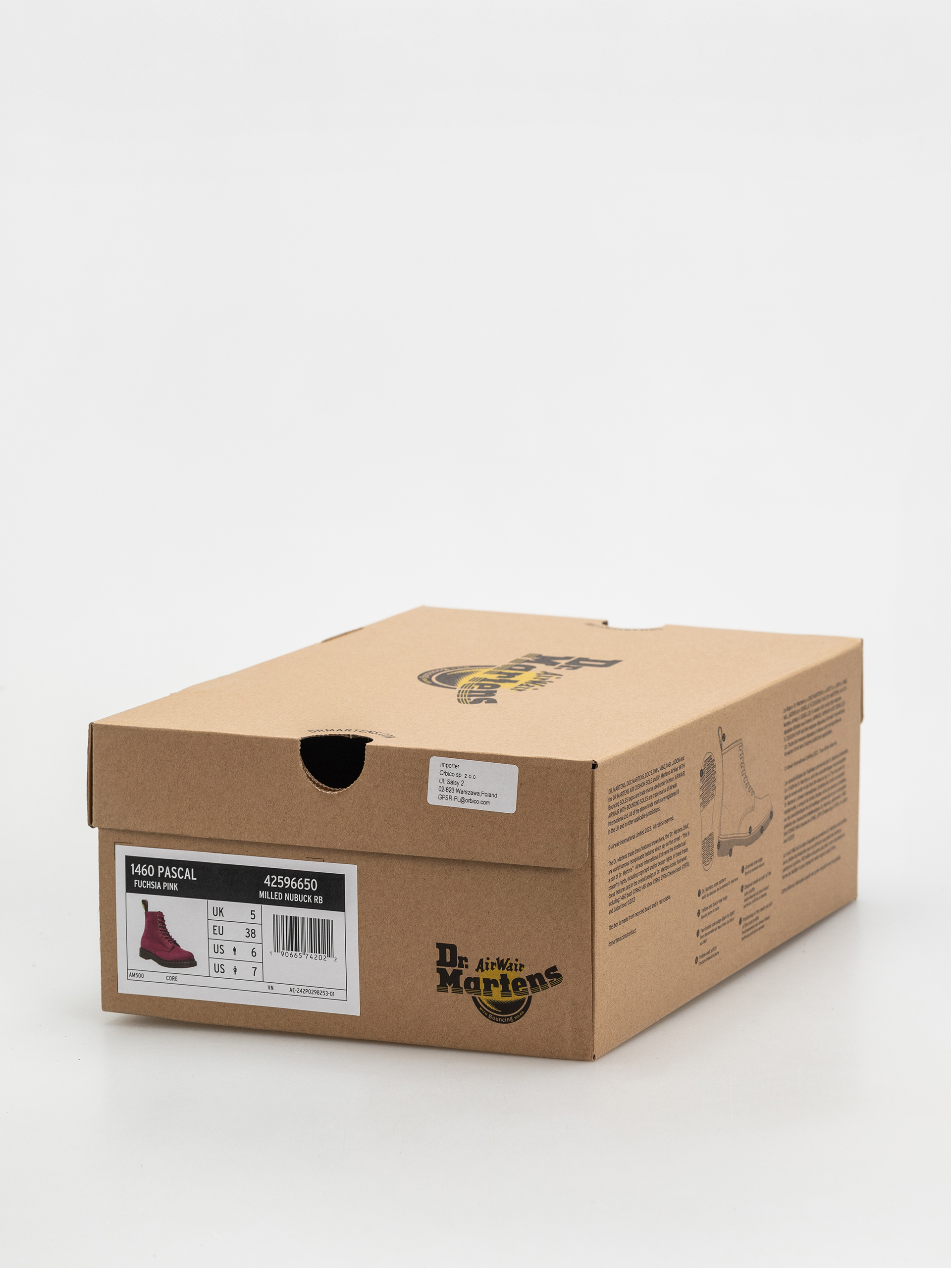 Pantofi Dr. Martens 1460 Pascal (fuchsia pink milled nubuck rb)