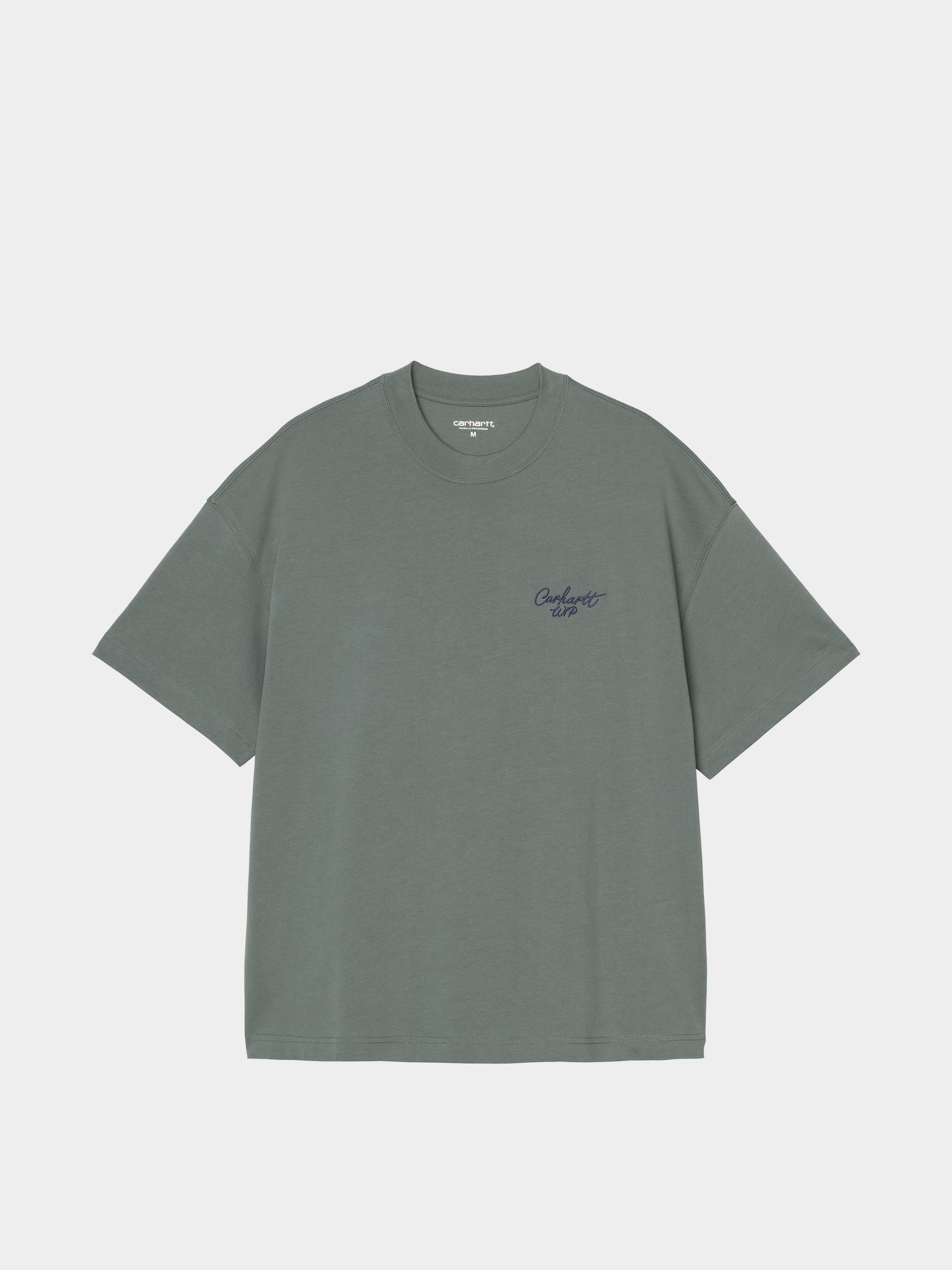 Tricou Carhartt WIP Signature Script (silver pine/jupiter)