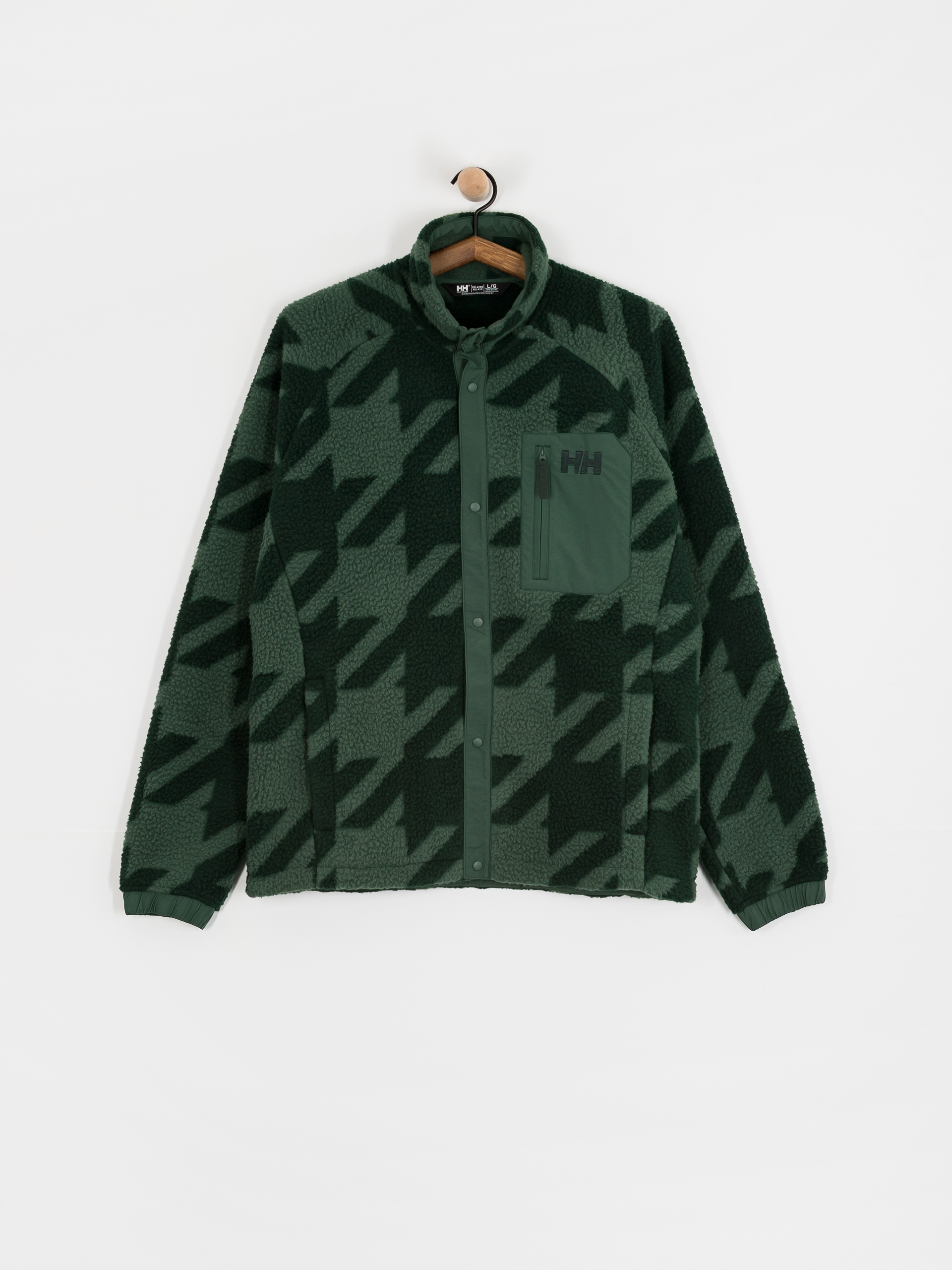 Pentru bărbați Hanorac din fleece Helly Hansen Panorama Printed Pile Snap (jungle green houndstooth a)