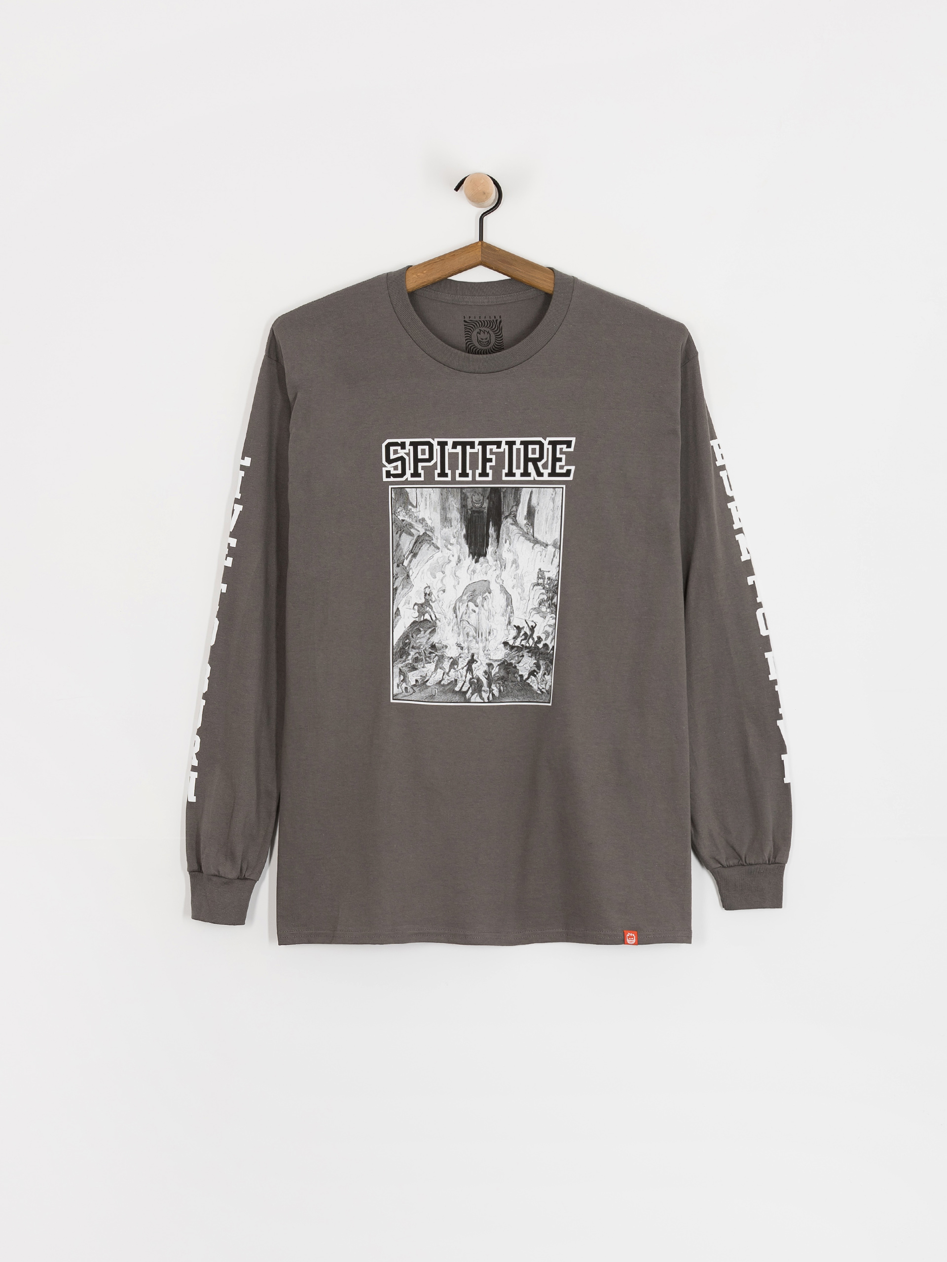 Longsleeve Spitfire Inferno Sleeve (charcoal solid w/black&white prints)