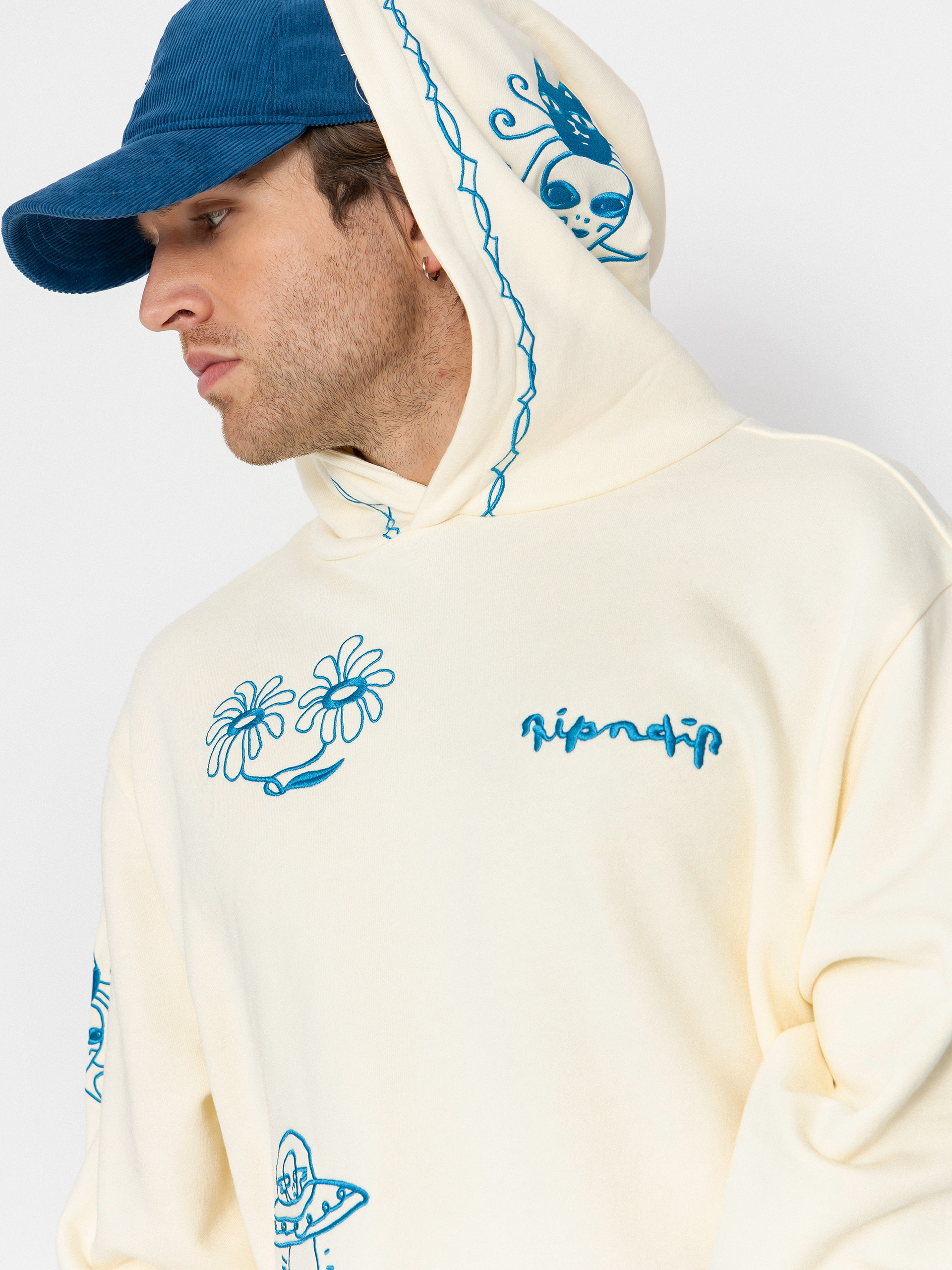 Hanorac cu glugă RipNDip Blonded HD (off white)