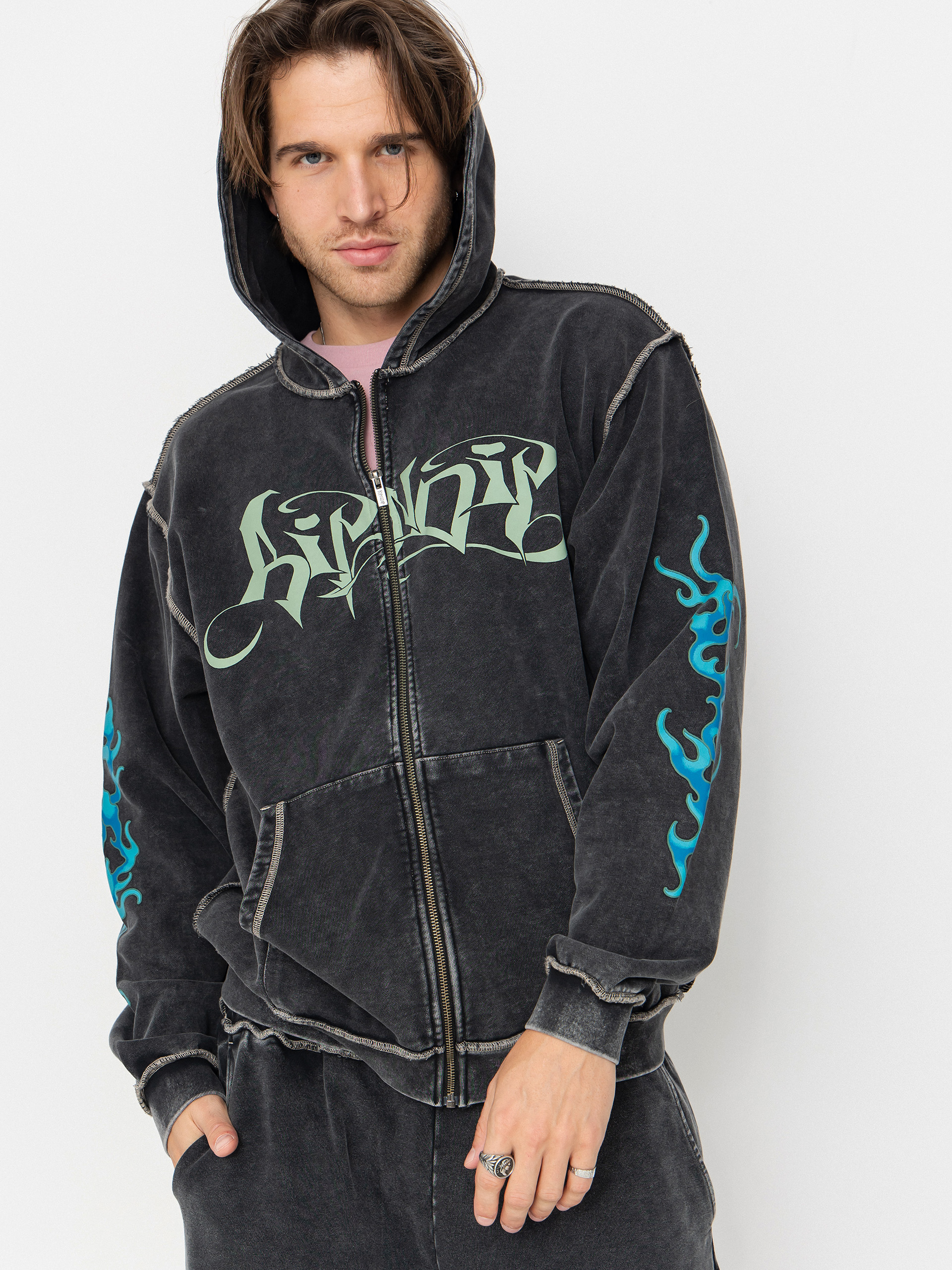 Hanorac cu glugă RipNDip Squabble Up HD (black vintage wash)