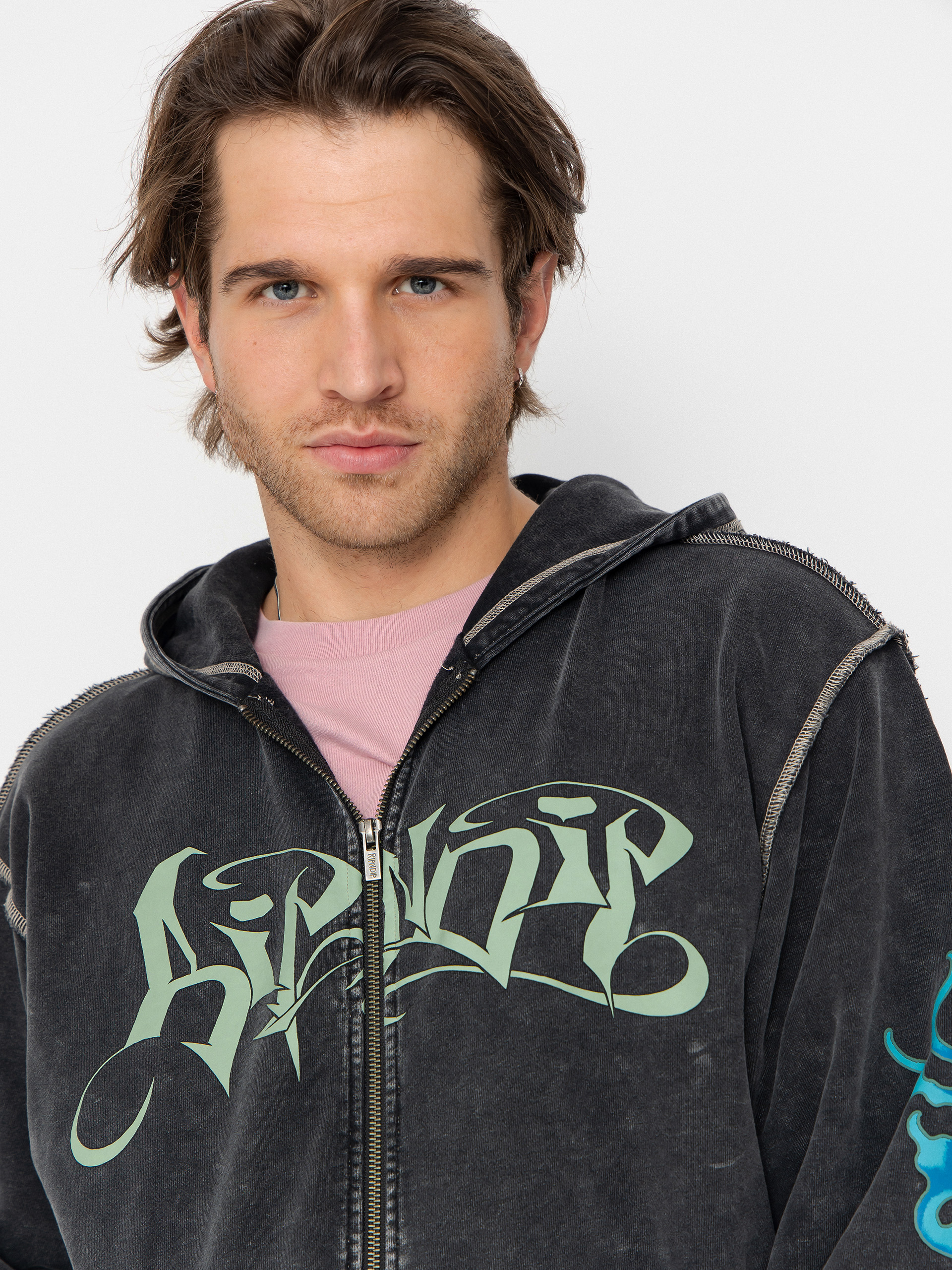 Hanorac cu glugă RipNDip Squabble Up HD (black vintage wash)