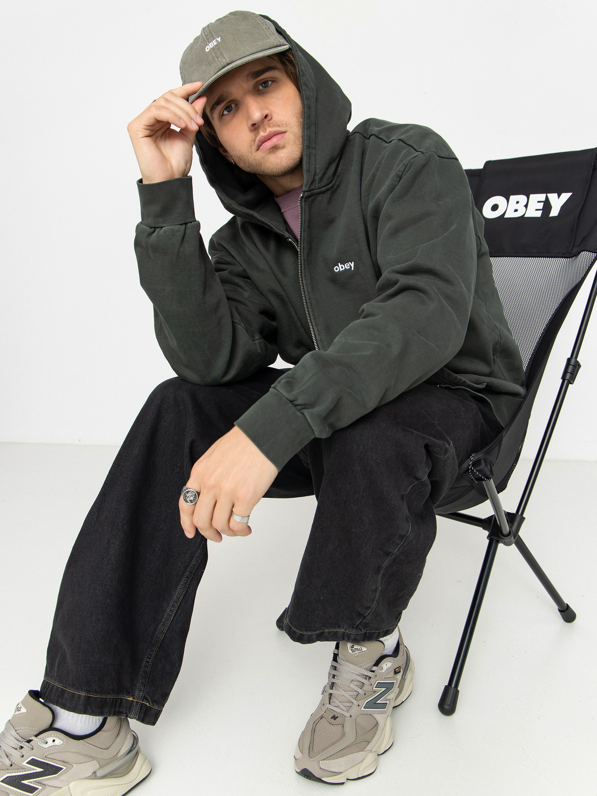 Hanorac cu glugă OBEY Lowercase Pigment ZHD