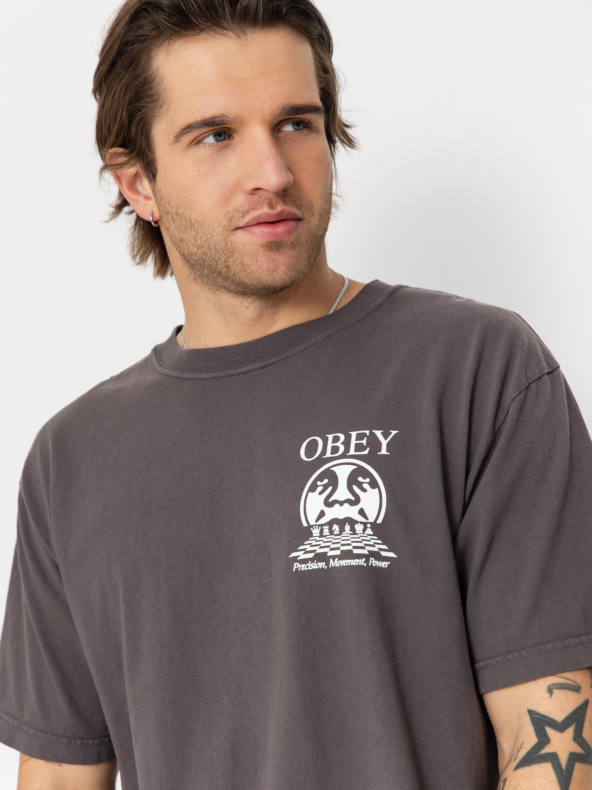 Tricou OBEY Obey Precision (pigment dusty black)
