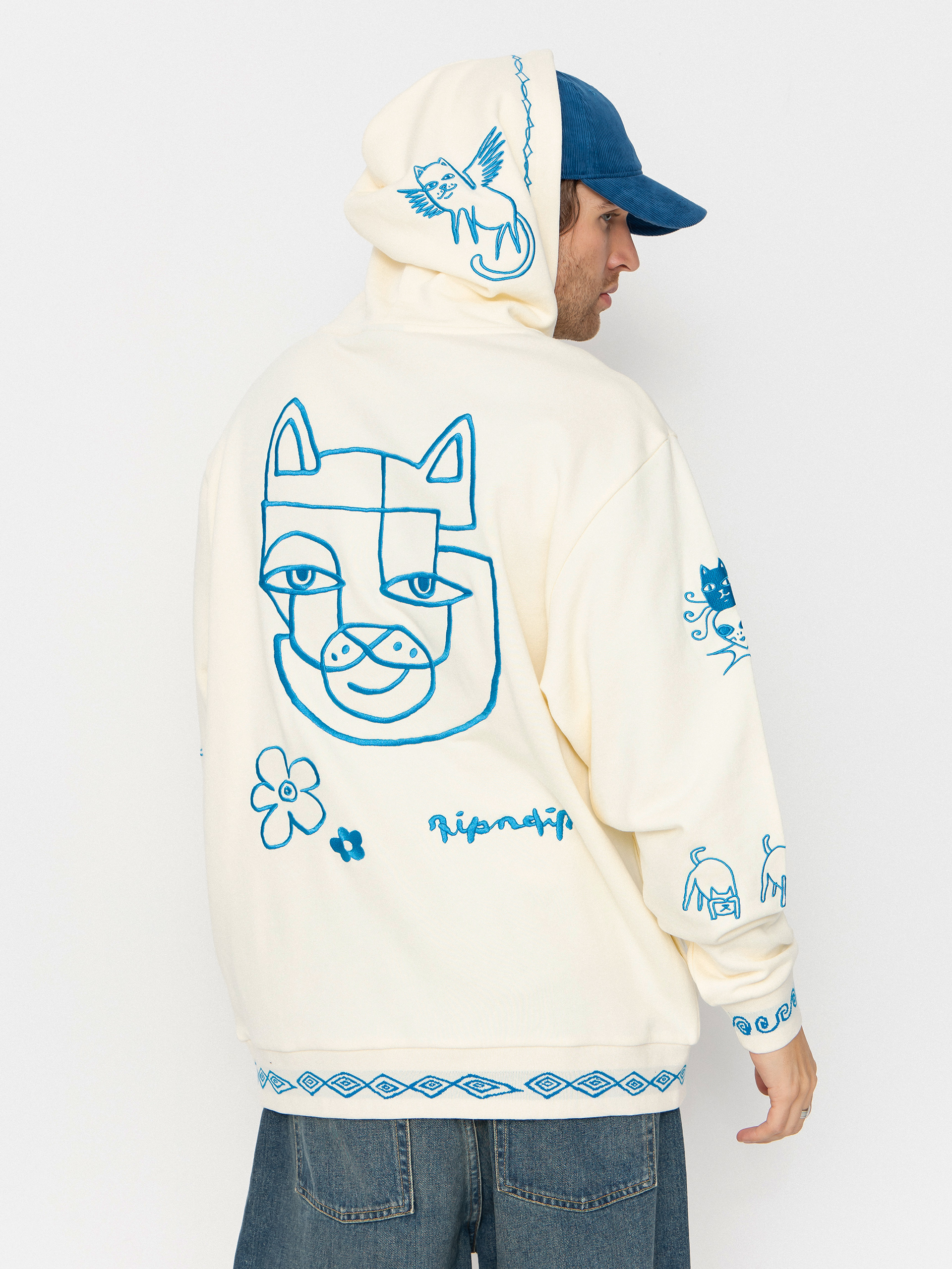 Hanorac cu glugă RipNDip Blonded HD (off white)