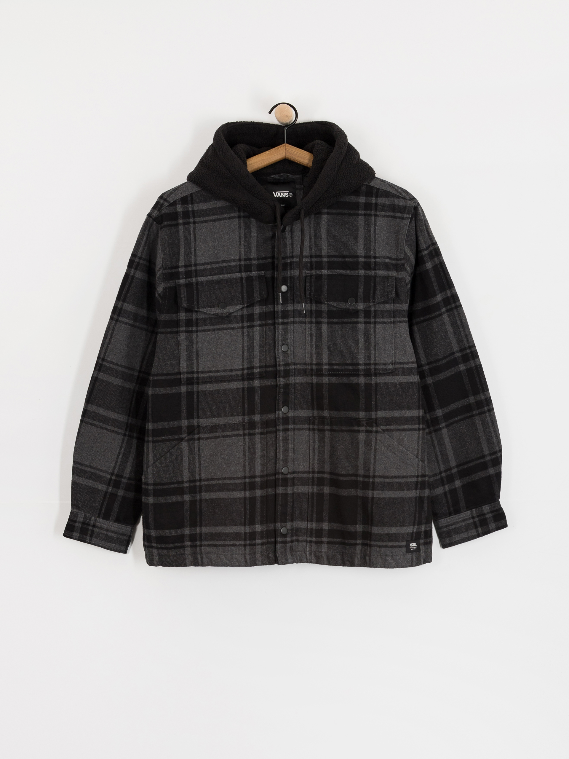 Cu0103mau0219u0103 Vans Piedmont Hooded Plaid Shacket (black/asphalt heather)