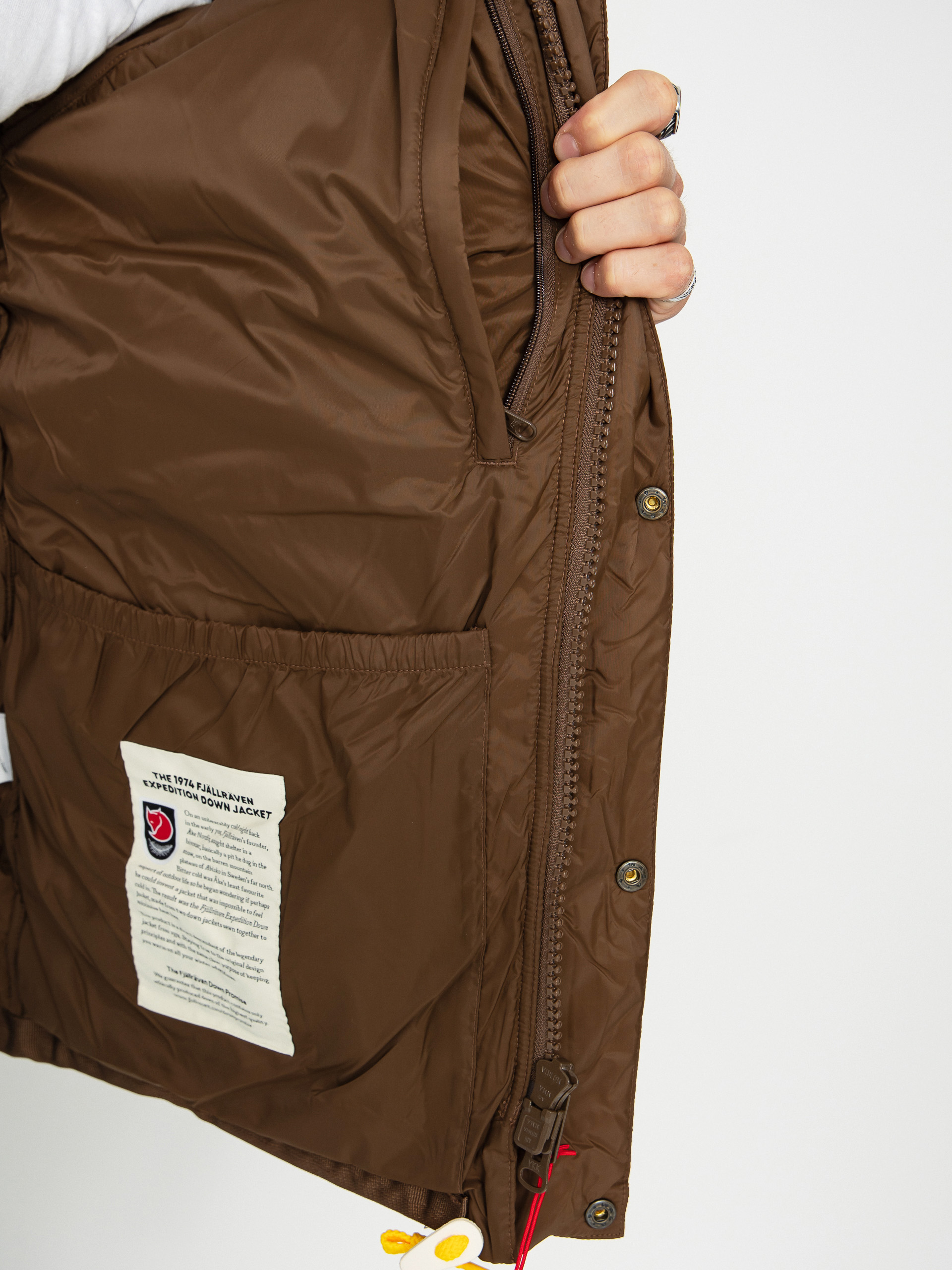Geacă Fjallraven Expedition Down Lite - maro (dark oak)