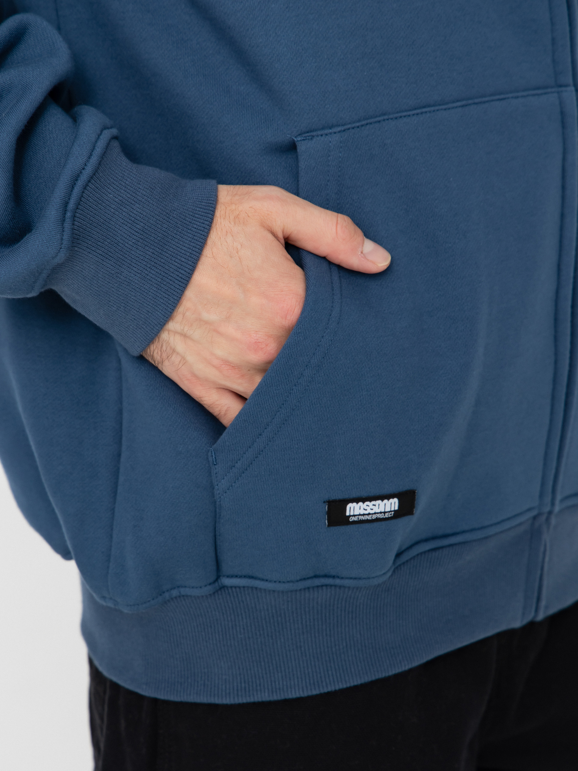 Hanorac cu glugă MassDnm Patch HD (steel blue)