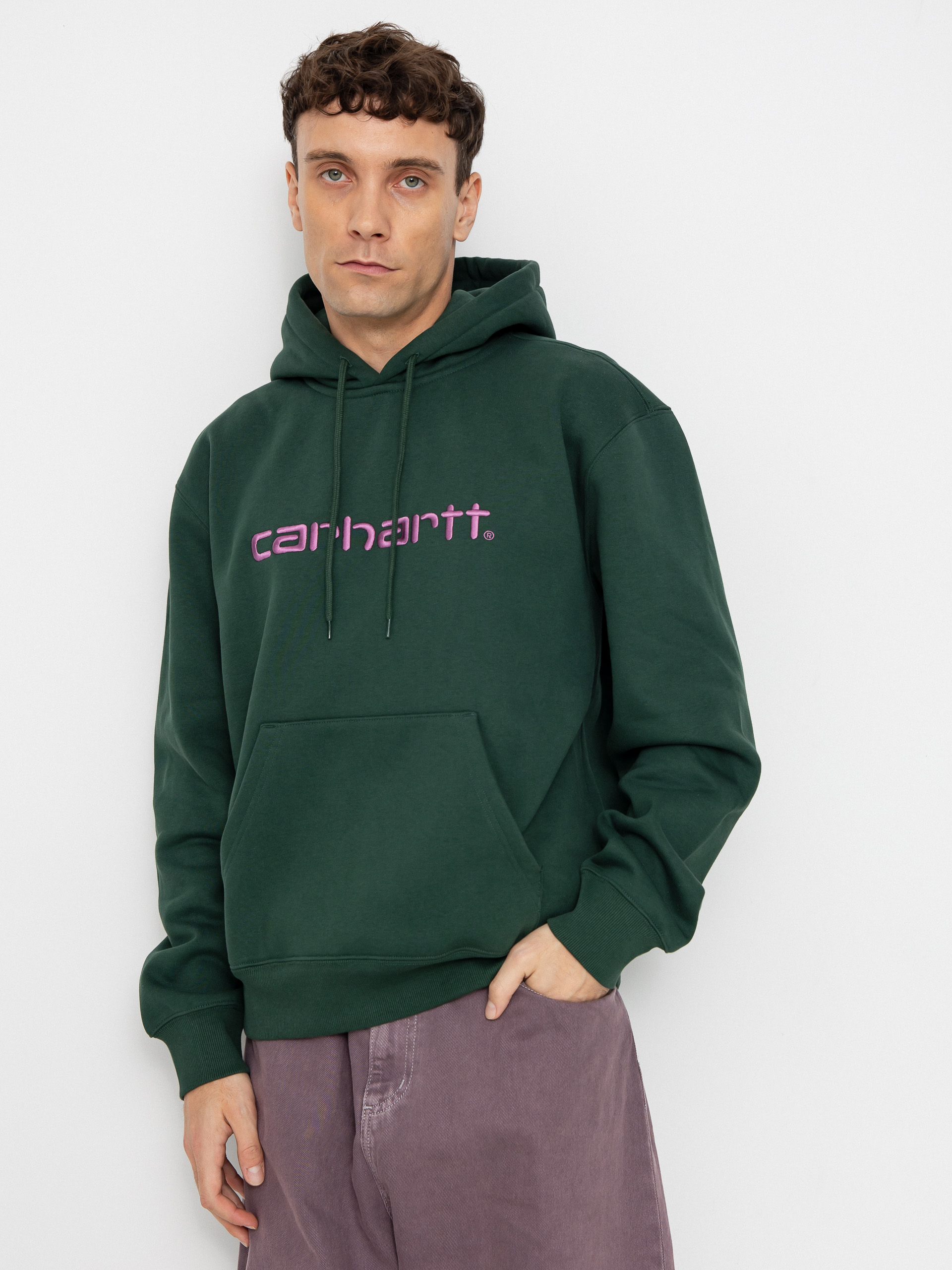 Hanorac cu glugă Carhartt WIP Carhartt HD (sycamore tree/phlox)