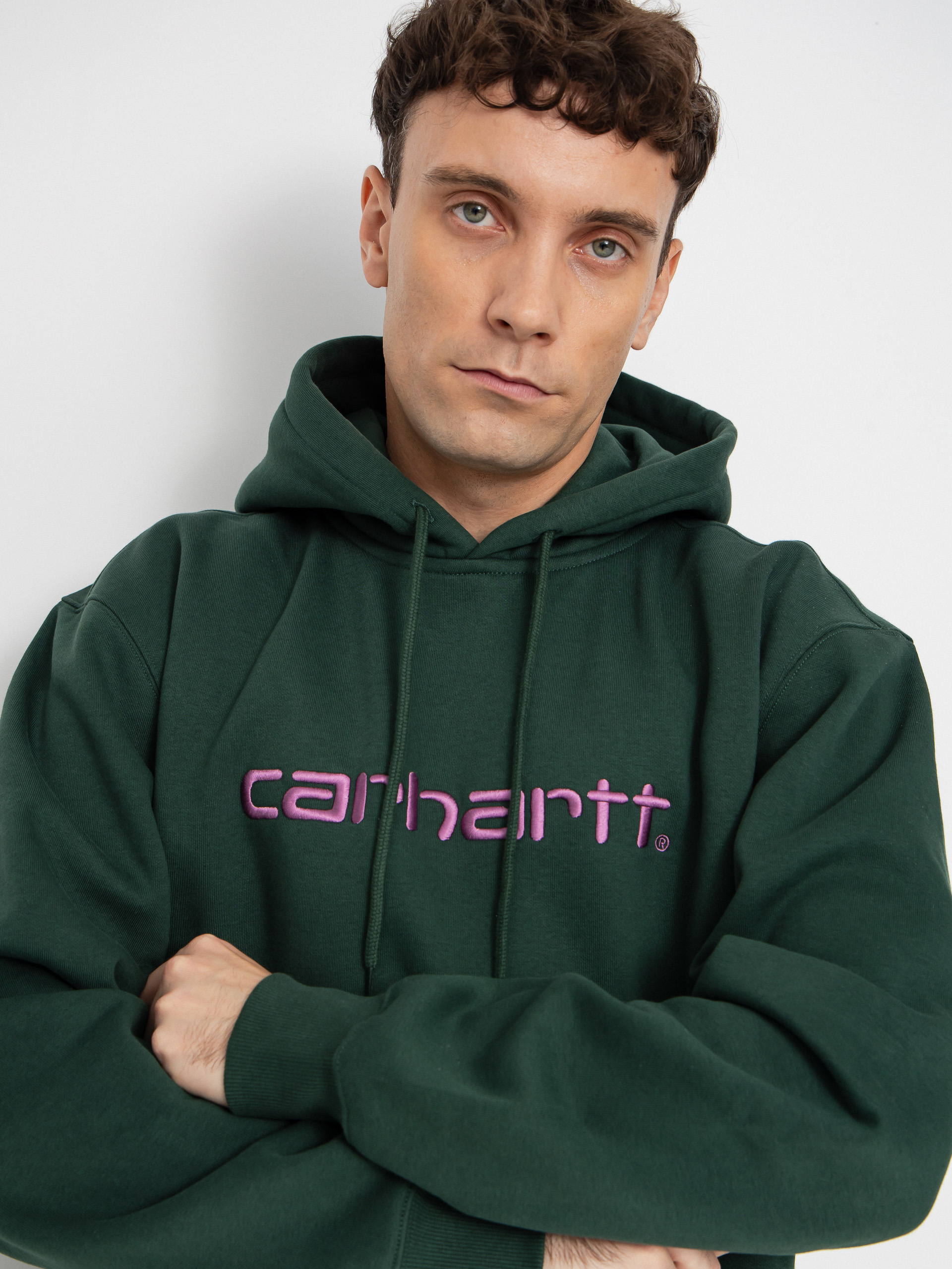 Hanorac cu glugă Carhartt WIP Carhartt HD (sycamore tree/phlox)