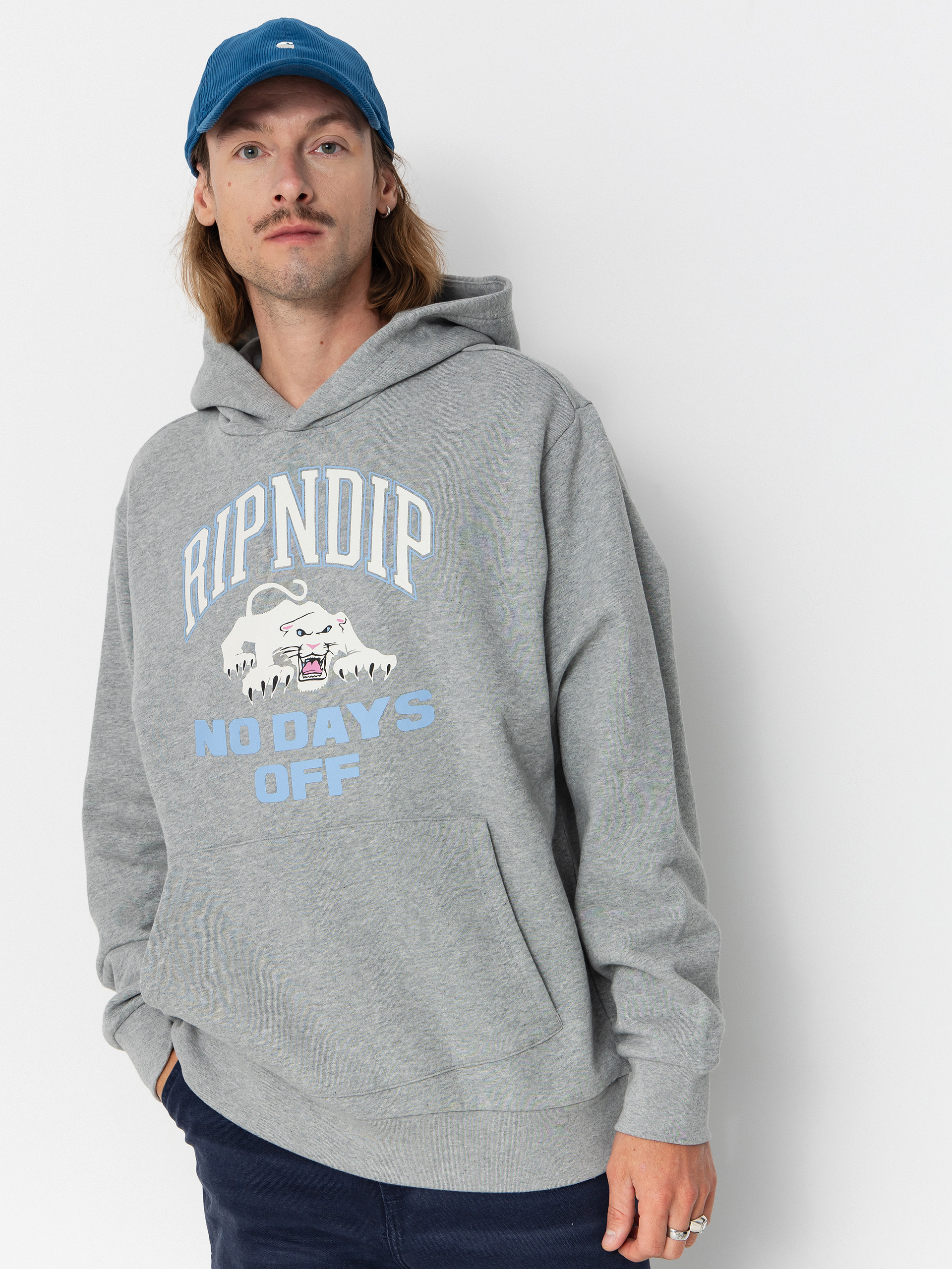 Hanorac cu glugă RipNDip White Panther HD (heather grey)