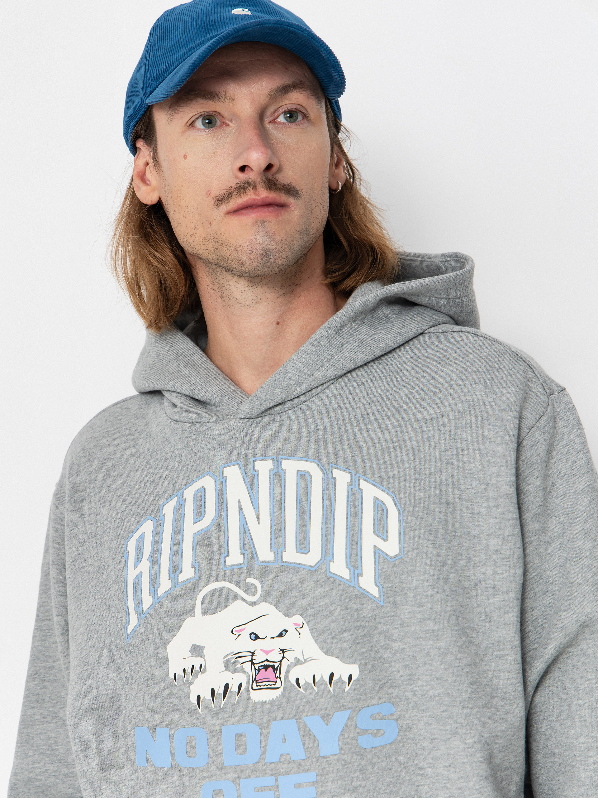 Hanorac cu glugă RipNDip White Panther HD (heather grey)