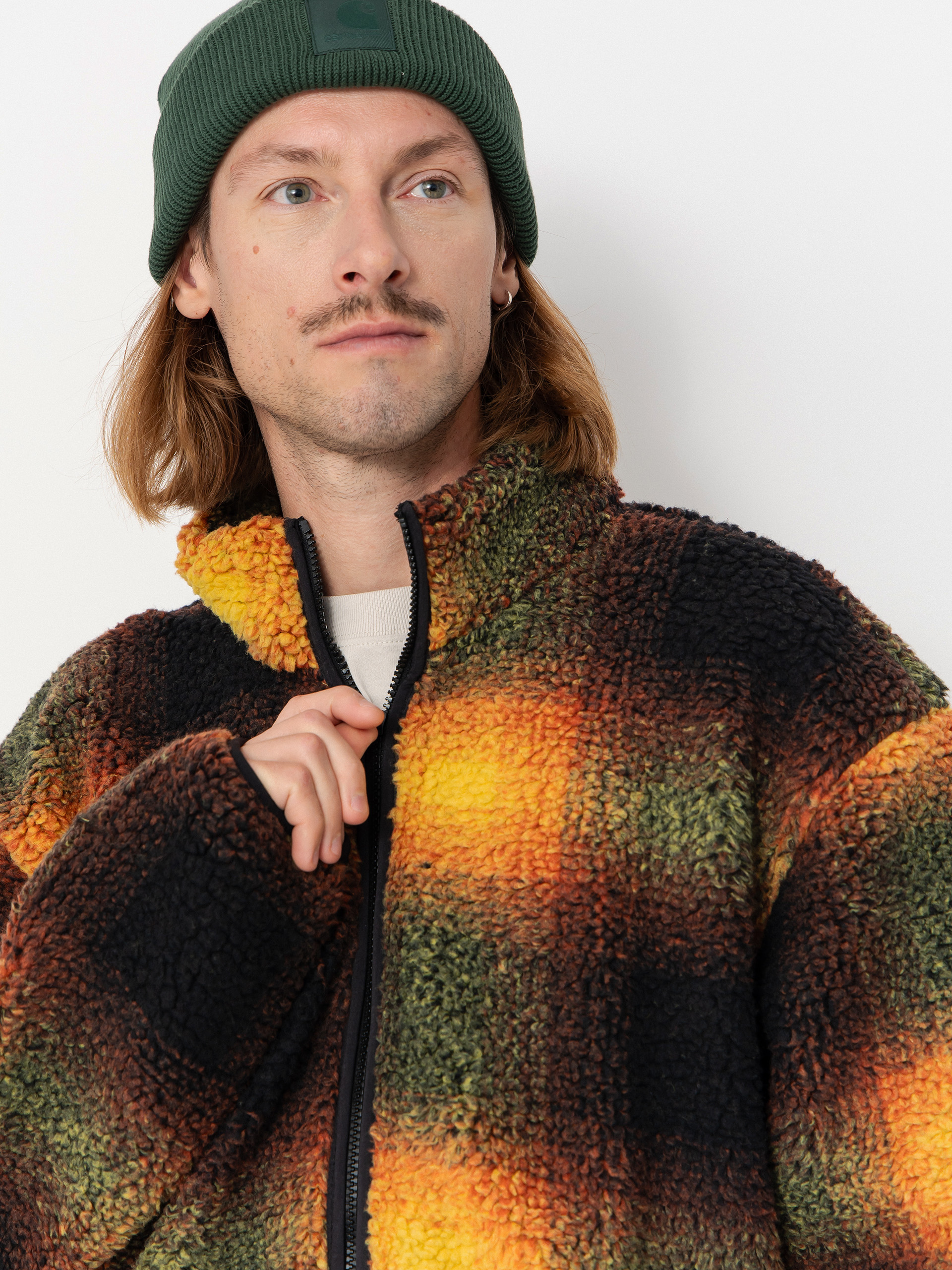 Pentru bărbați Hanorac din fleece Vans Heights Sherpa Full Zip (black/herritage mustard)