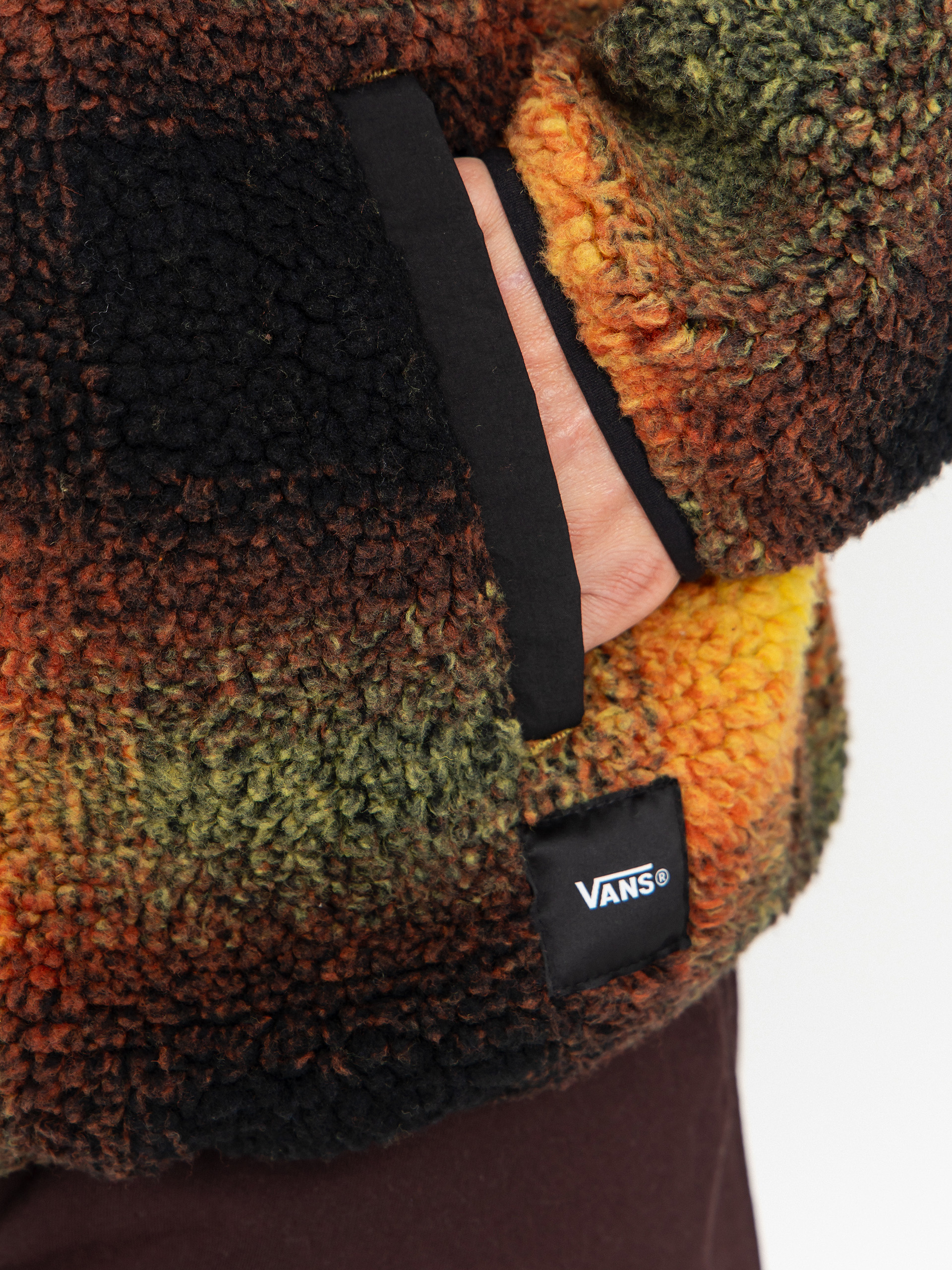 Pentru bărbați Hanorac din fleece Vans Heights Sherpa Full Zip (black/herritage mustard)