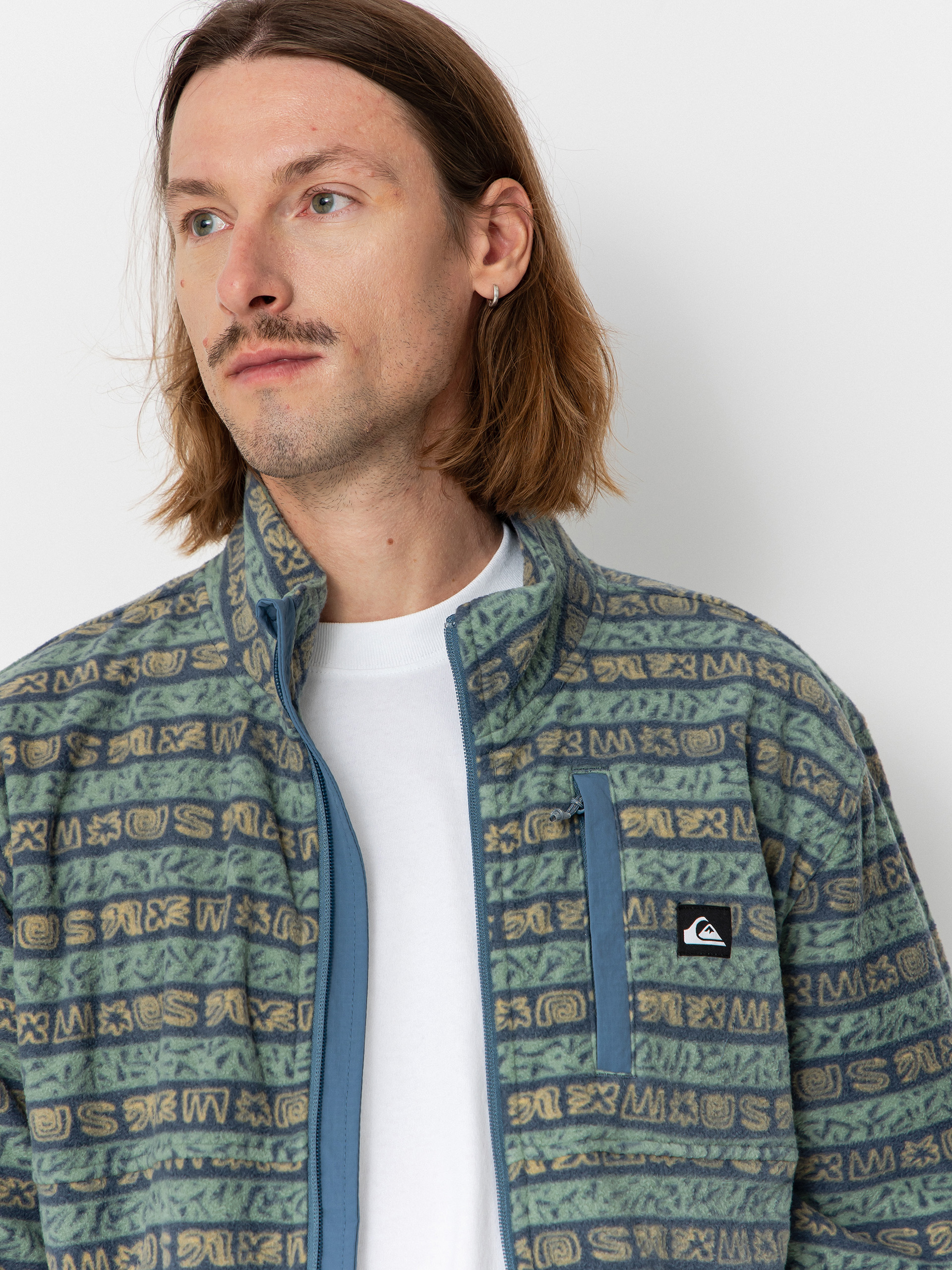 Pentru bărbați Hanorac din fleece Quiksilver No Destination FZ (granite terra stripe)