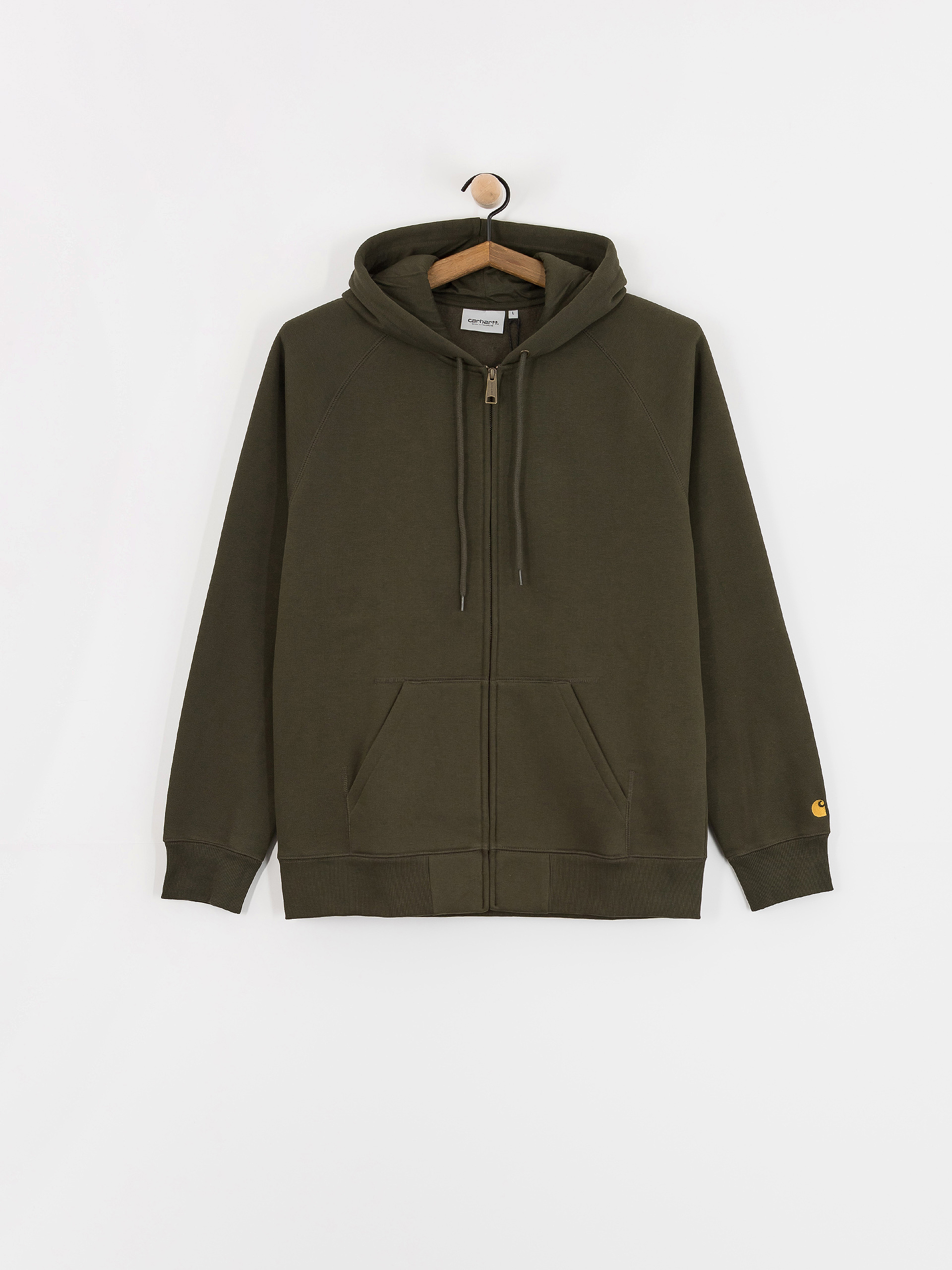 Hanorac cu glugă Carhartt WIP Chase ZHD (olive/gold)