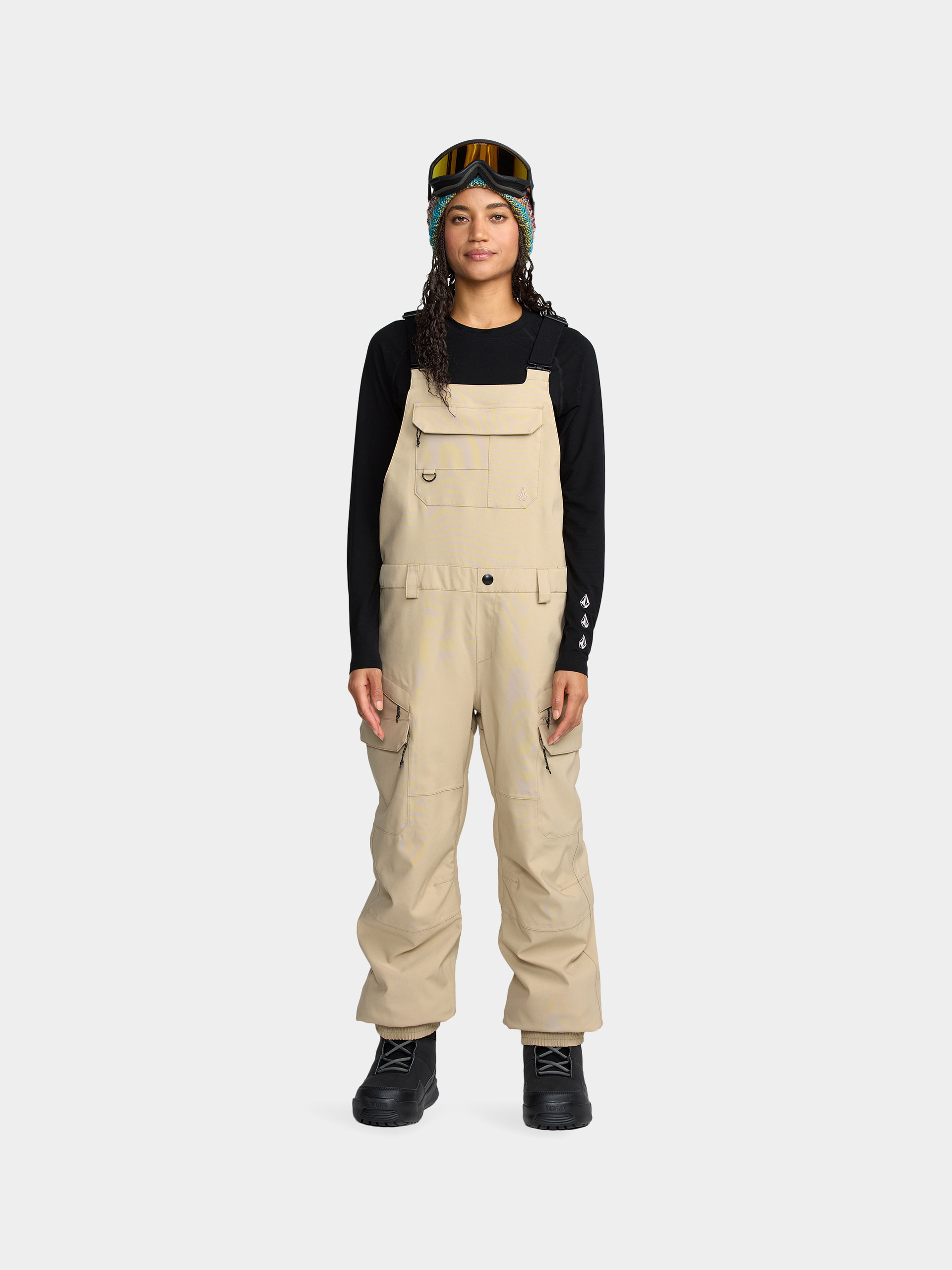 Pantaloni pentru snowboard Volcom Creston 3D Stretch Bib Overall Wmn (oatmeal)