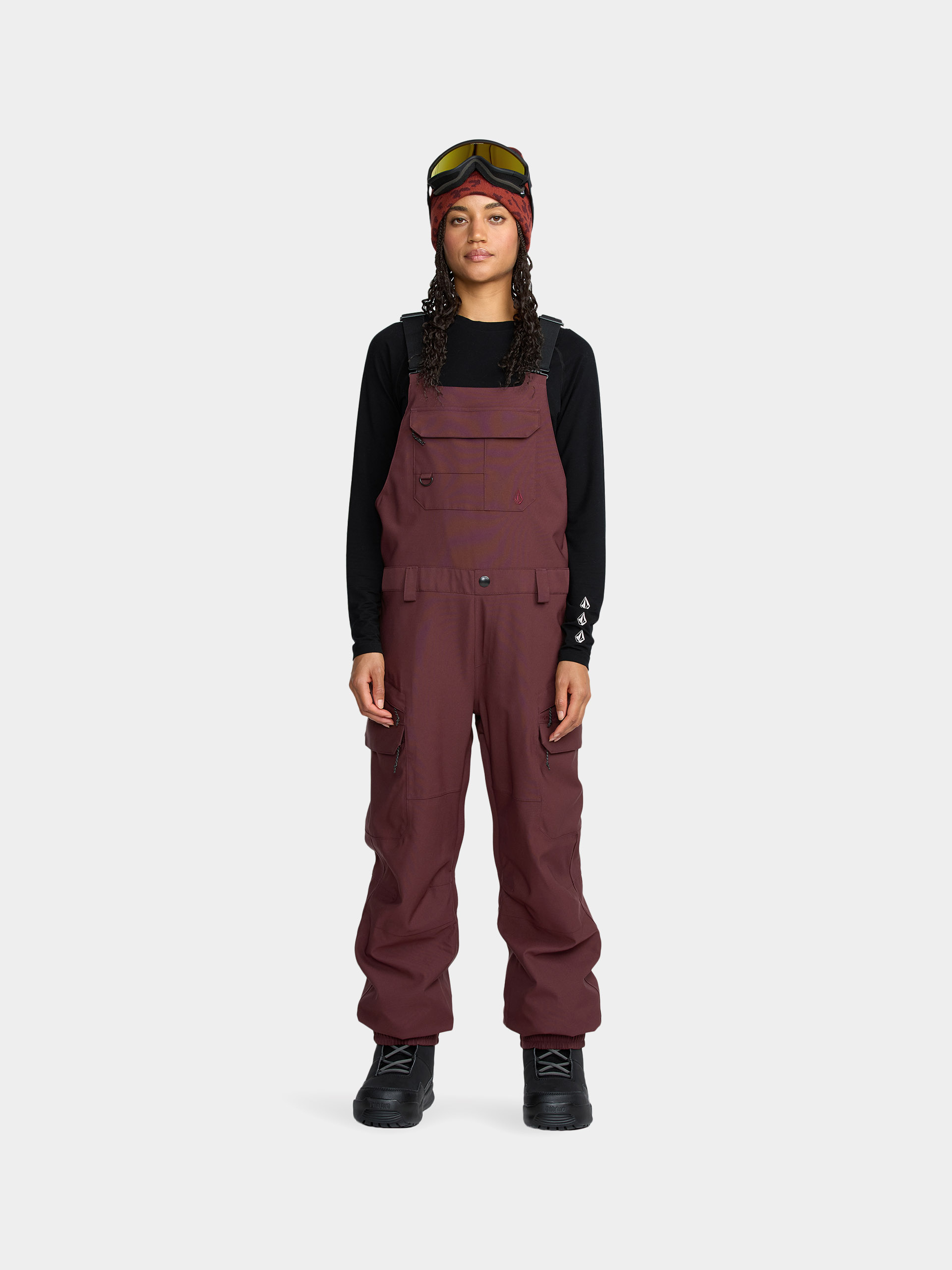 Pantaloni pentru snowboard Volcom Creston 3D Stretch Bib Overall Wmn (oxblood)