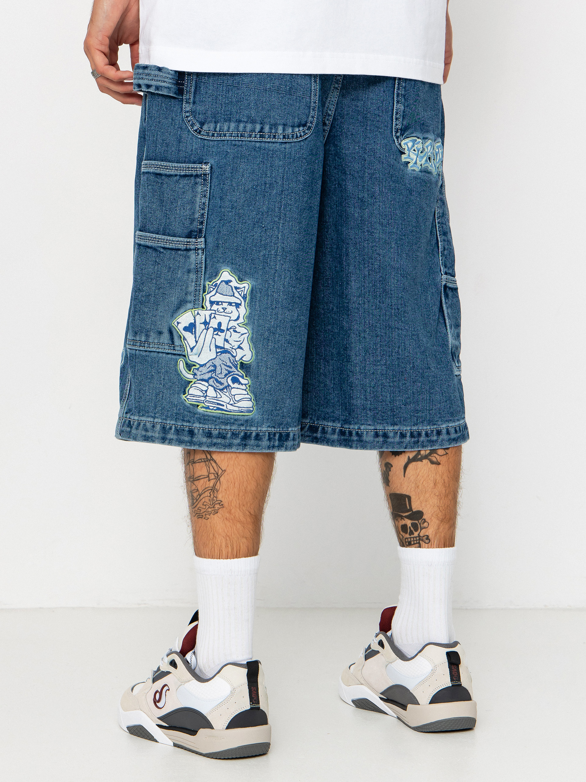 Pantaloni scurți RipNDip Ace Ultra Wide Leg (medium wash)