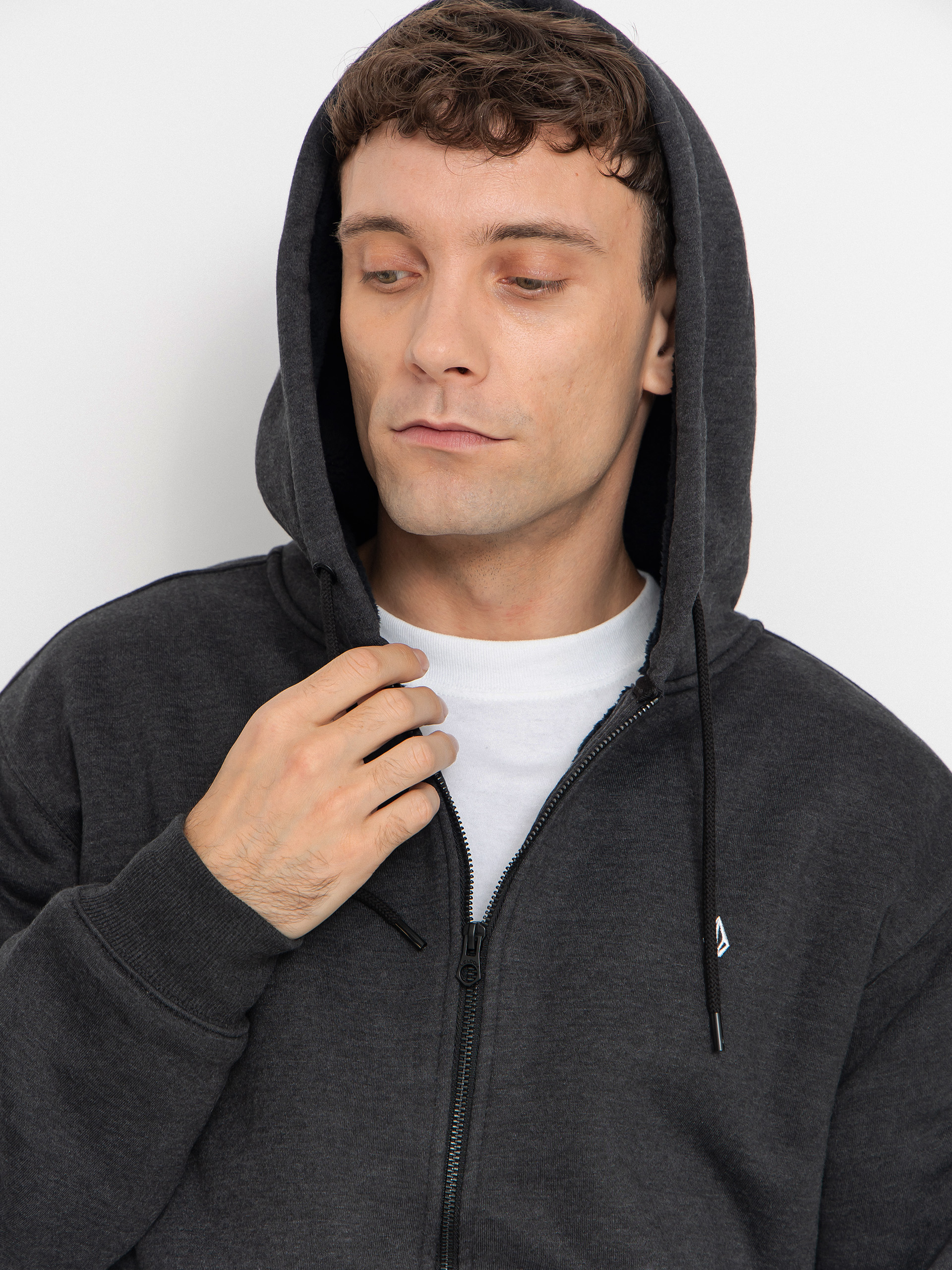 Hanorac cu glugă Volcom Single Stone ZHD (heather black)