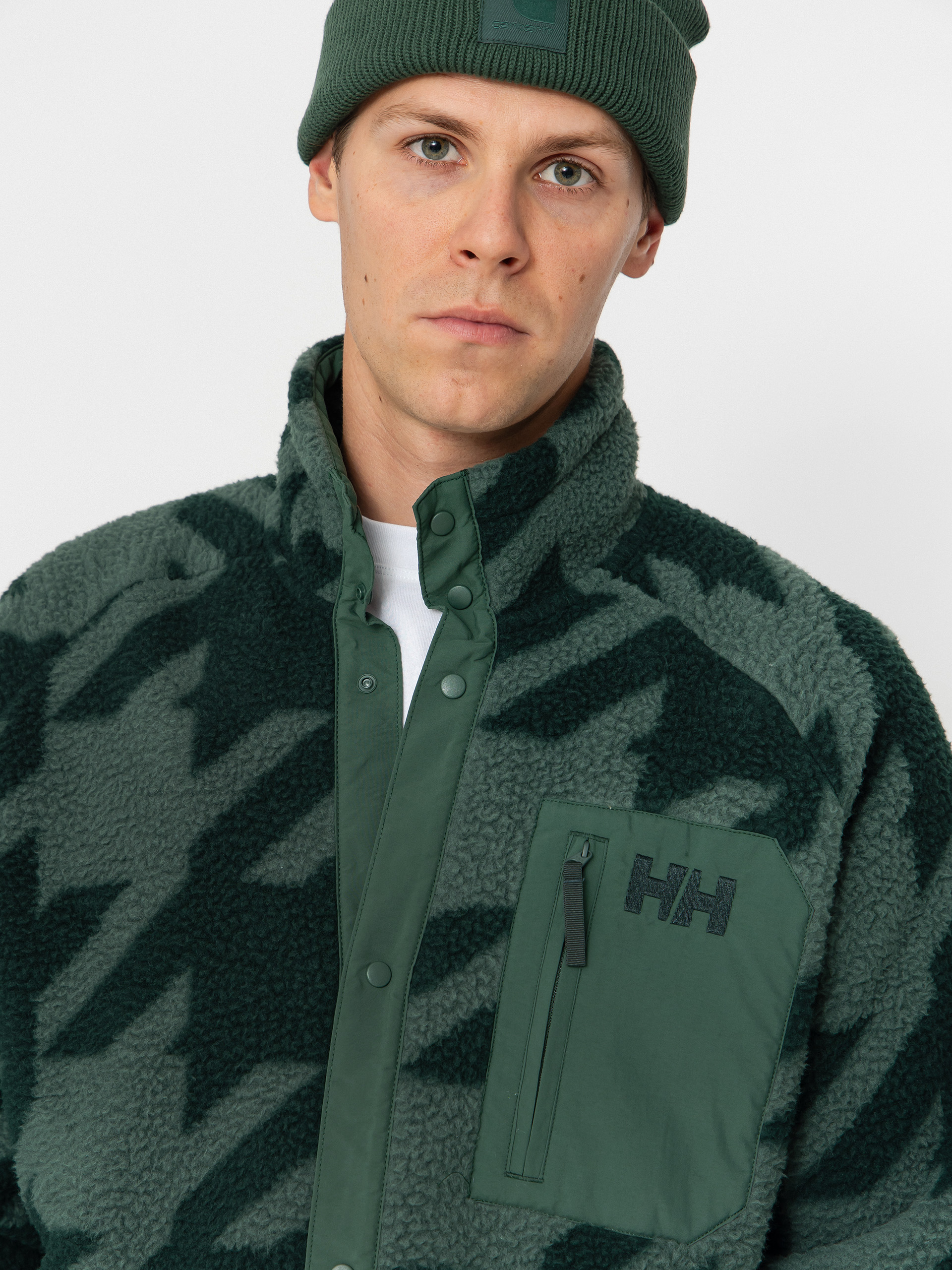 Pentru bărbați Hanorac din fleece Helly Hansen Panorama Printed Pile Snap (jungle green houndstooth a)