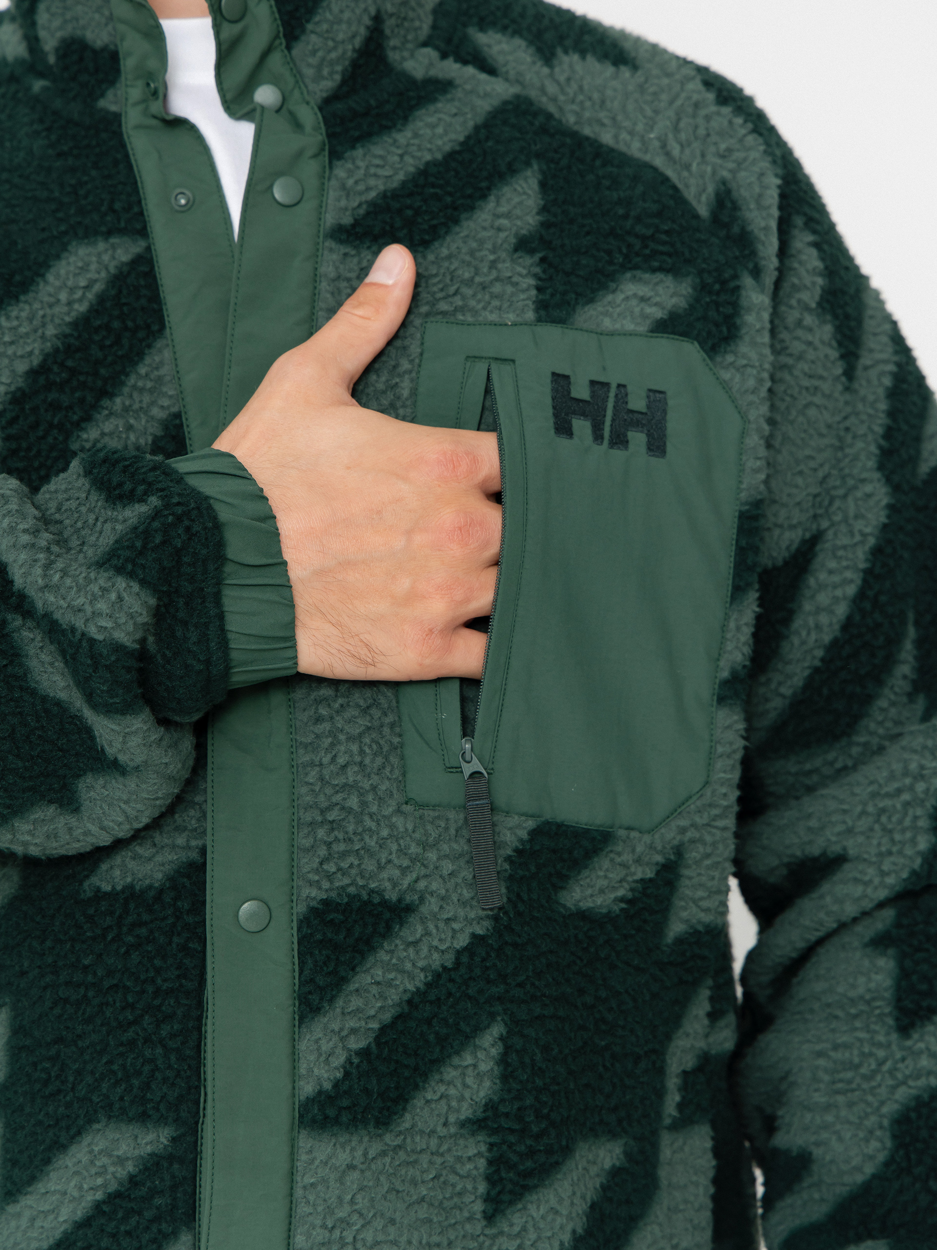 Pentru bărbați Hanorac din fleece Helly Hansen Panorama Printed Pile Snap (jungle green houndstooth a)