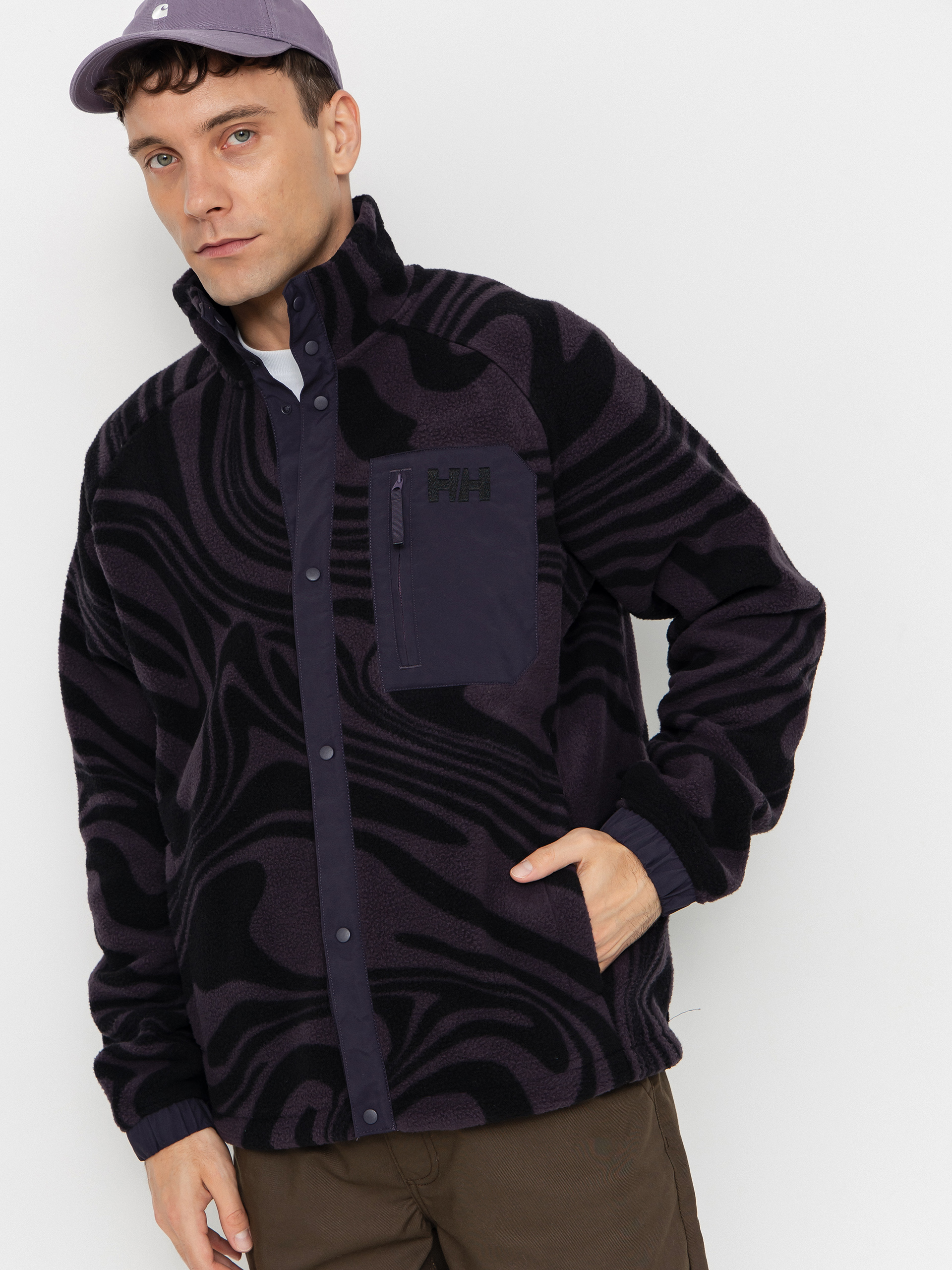 Hanorac din fleece Helly Hansen Panorama Printed Pile Snap (black grape swirl aop)