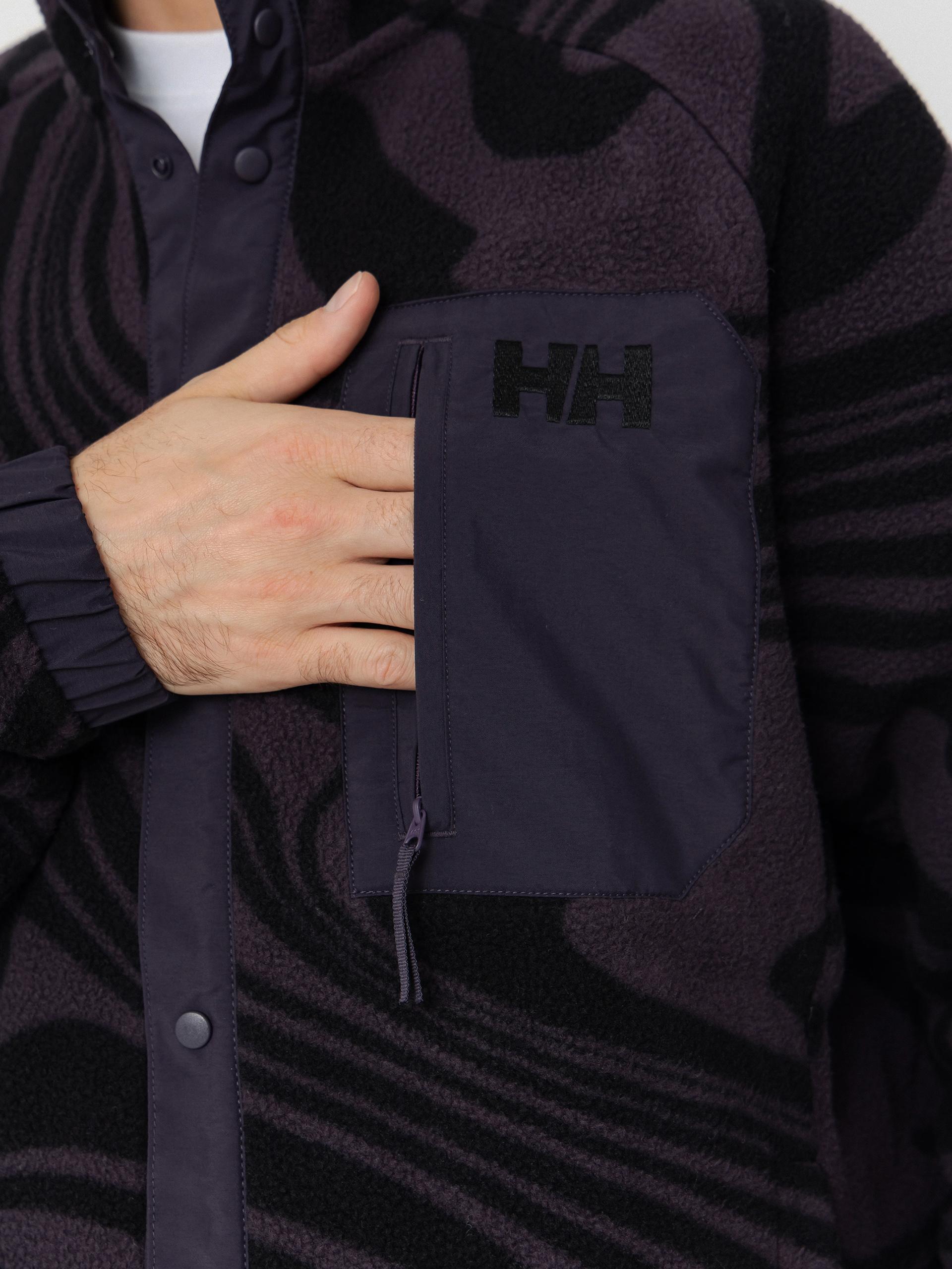 Pentru bărbați Hanorac din fleece Helly Hansen Panorama Printed Pile Snap (black grape swirl aop)